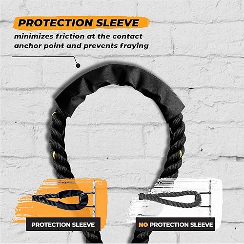 Miniatura 3 de Yes4All Cuerdas de batalla de 1.52 pulgadas con manga protectora extra, cuerdas de entrenamiento para entrenamiento cruzado en casa gimnasio y