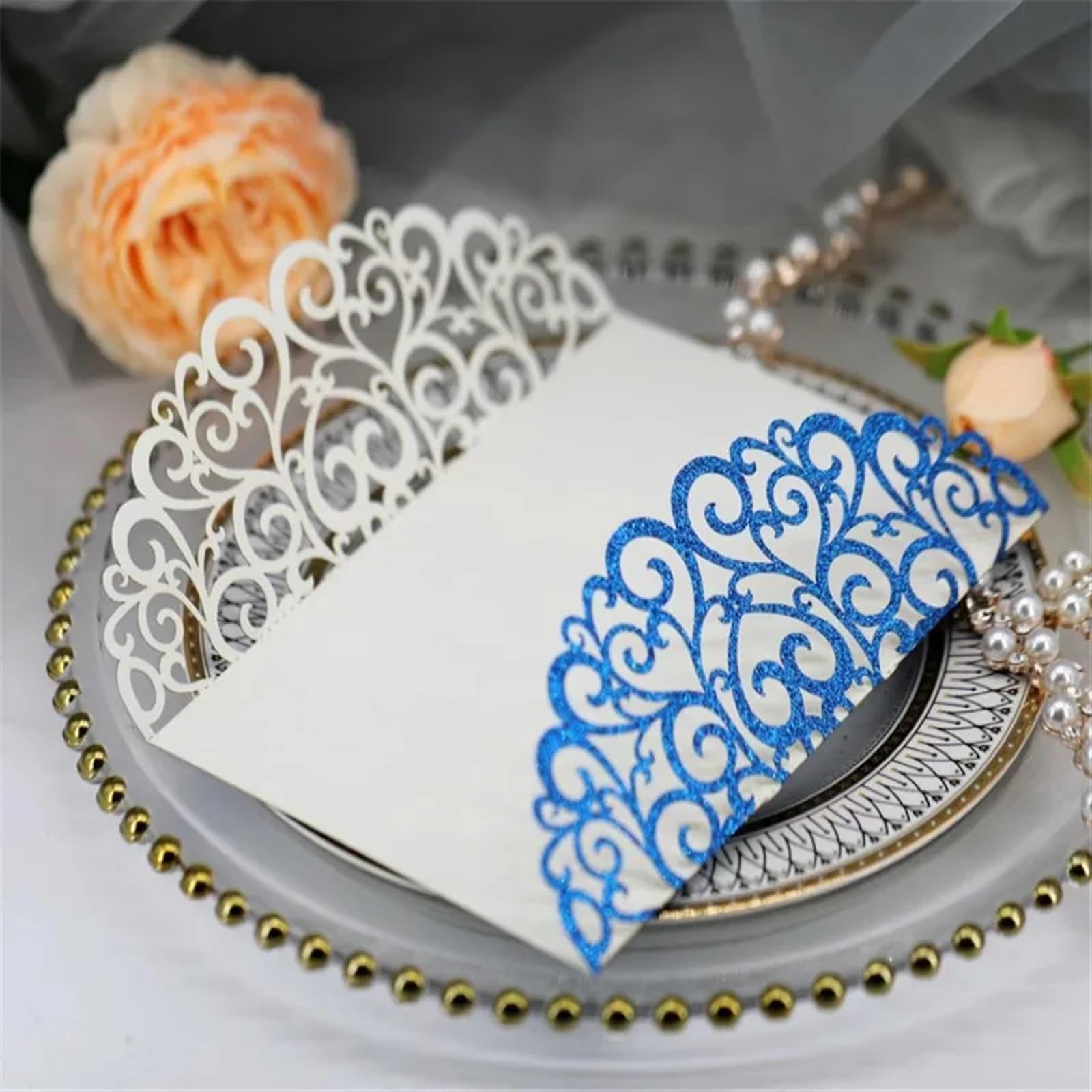 Hochzeitseinladungskarten 25/50/100 Stück Hochzeitseinladungskarten, Verlobung, Hochzeit, Party, Dekoration(Deep blue,50pcs)