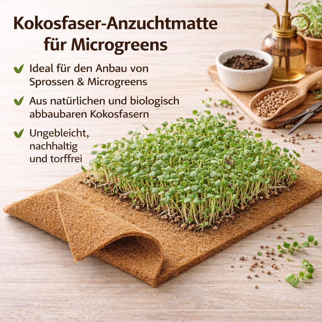 Kokosmatte 100% Biologisch Winterschutz für Pflanzen Kälteschutz in 25cm / 50cm / 75 cm / 100cm (Breite) - (Meterware) Garten (50cm x 5m)