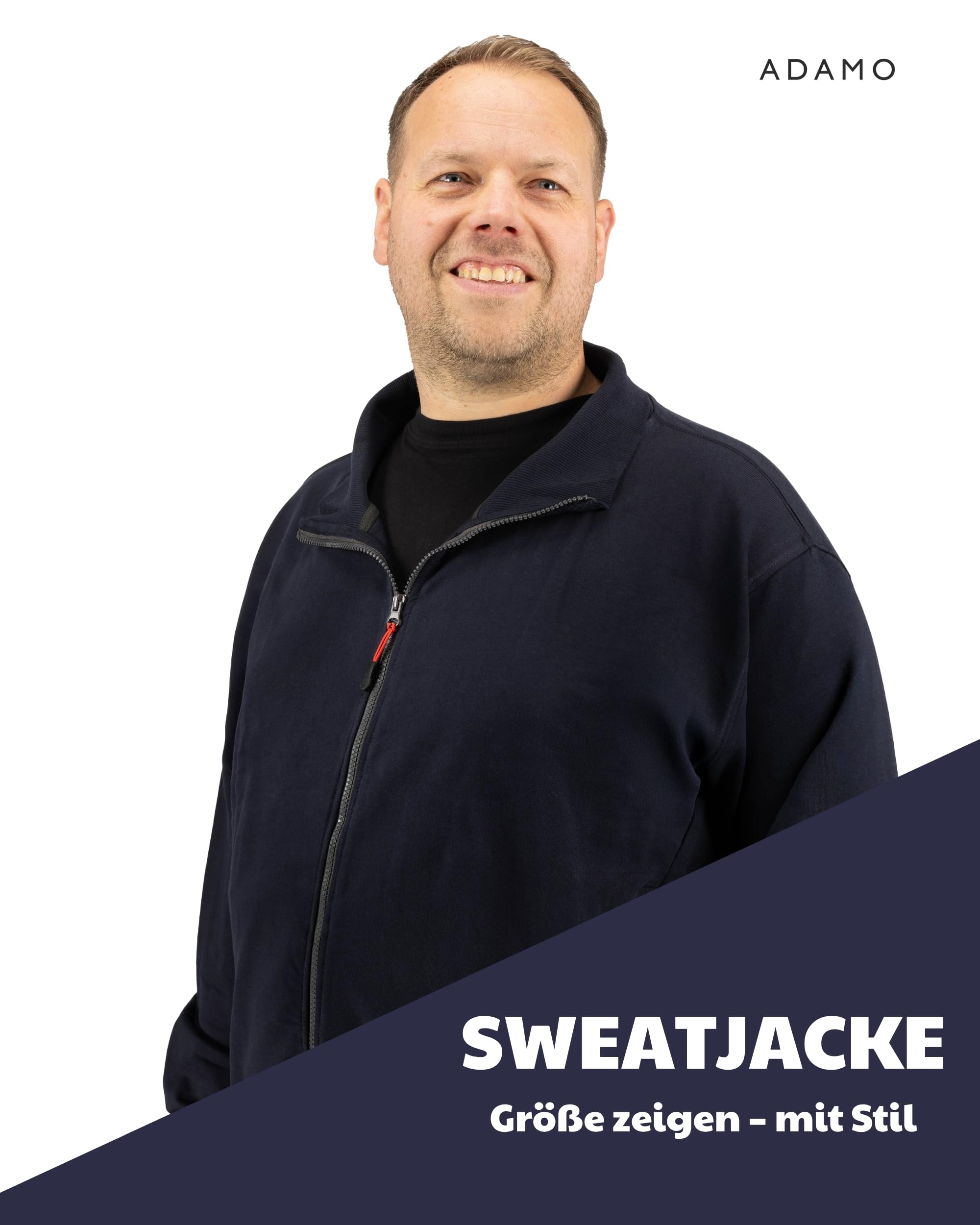ADAMO Herren Sweatjacke mit Reißverschluss Übergrößen 2XL-14XL