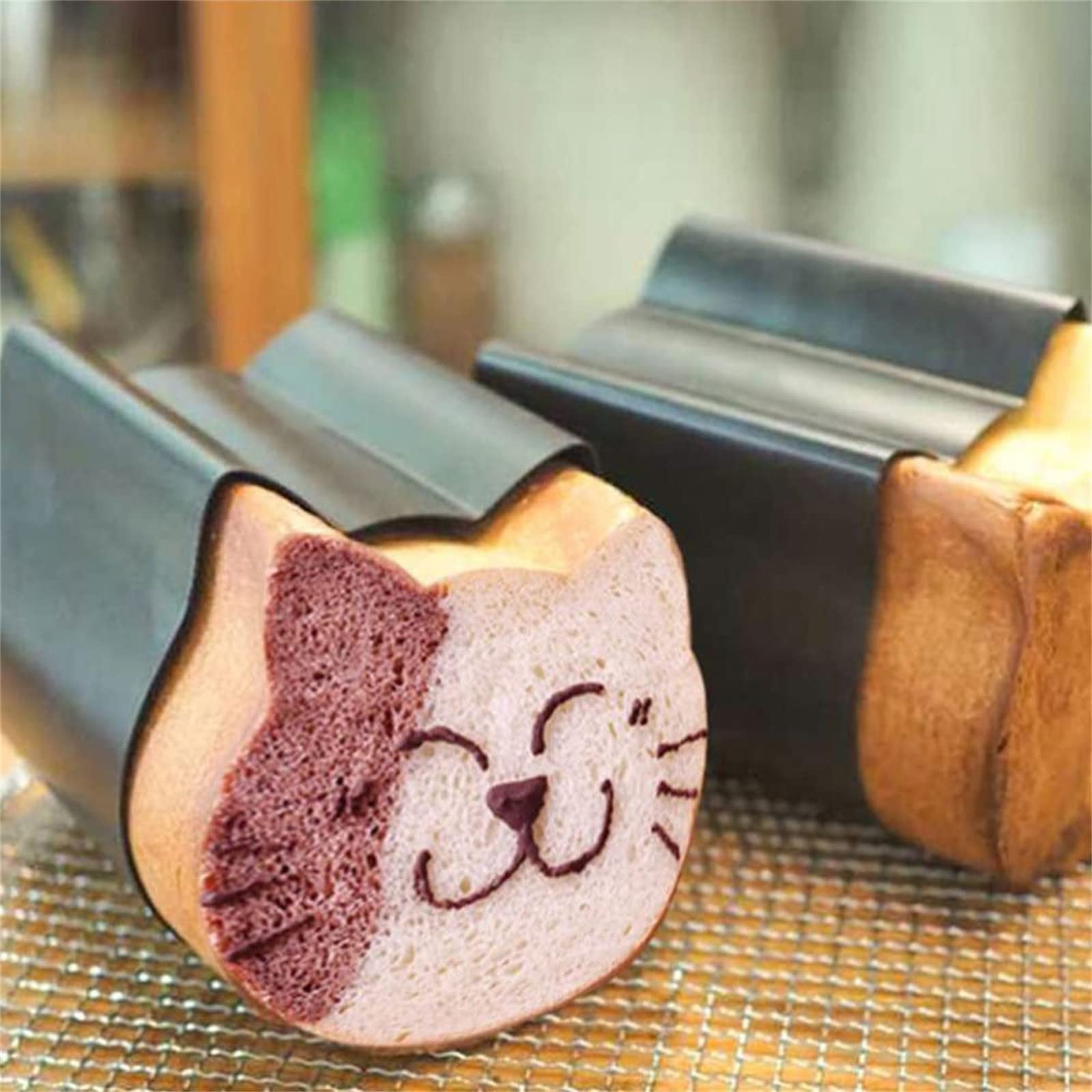 Molde antiadherente para pan con forma de gato con forma de gato para hornear pan de Navidad y postres, molde de tostadas para gatos, molde reutilizable antiadherente para molde de pan de gato