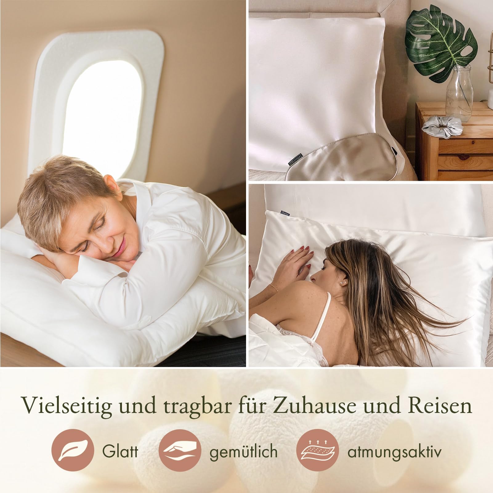 LilySilk Jedwabna poszewka na poduszkę, 25 momme, z zakładką, 1 sztuka, w 100% wysokiej jakości jedwab morwowy, opakowanie, wielokrotnego użytku, 80 x 80 cm, kość słoniowa