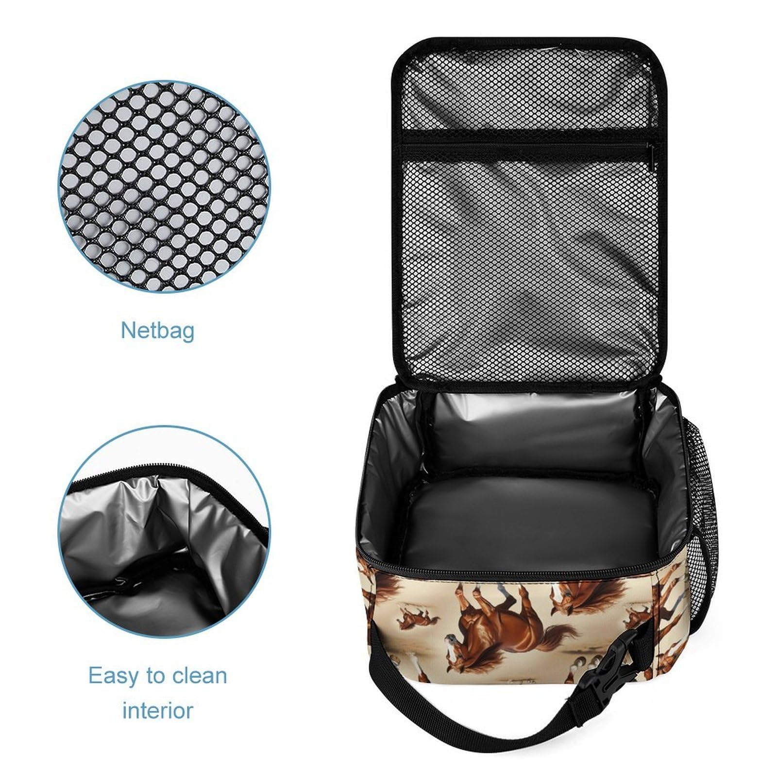 Juego de mochila de viaje con bolsas para el almuerzo y neceser Caballo (16) Caja de almacenamiento para mochila