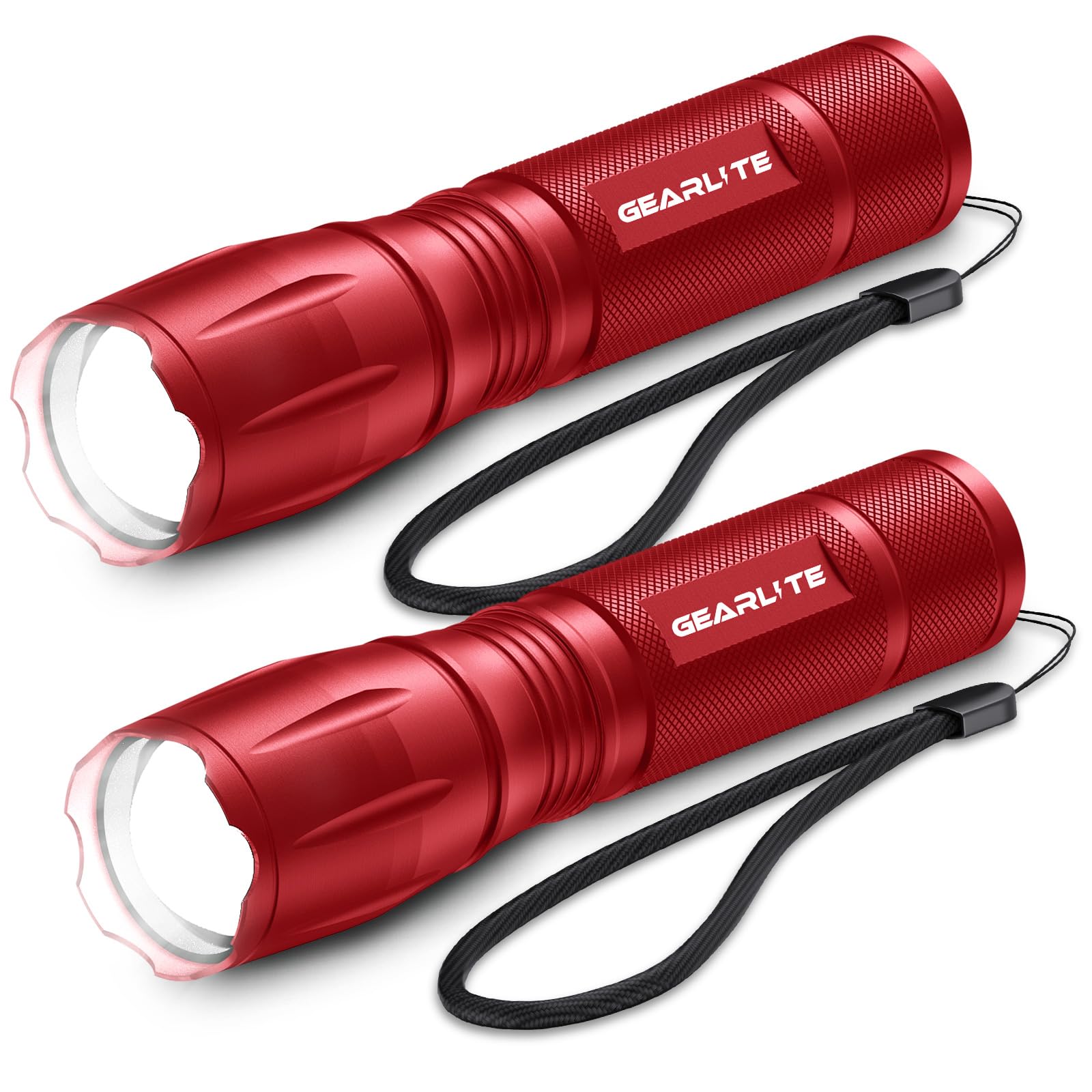 2 Lampes Torches LED GEARLITE 2000 Lumens - Zoomable IP65 - 5 Modes - Aluminium - Pour Outdoor
