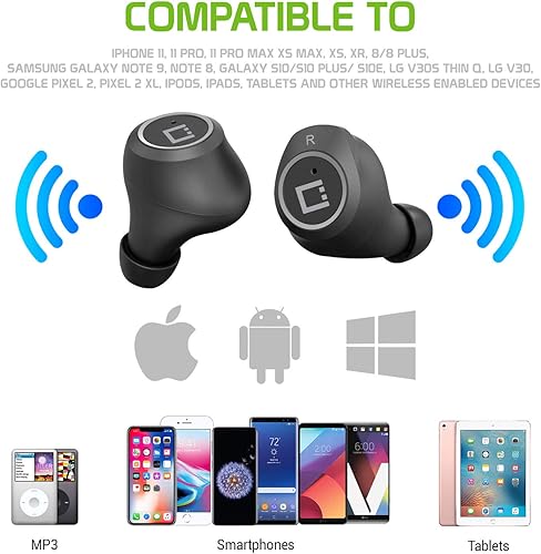 Miniatura 5 de Auriculares inalámbricos con funda de carga compatibles con todos los teléfonos inteligentes, iPhone de Apple, iPad Air Pro mini, todos los