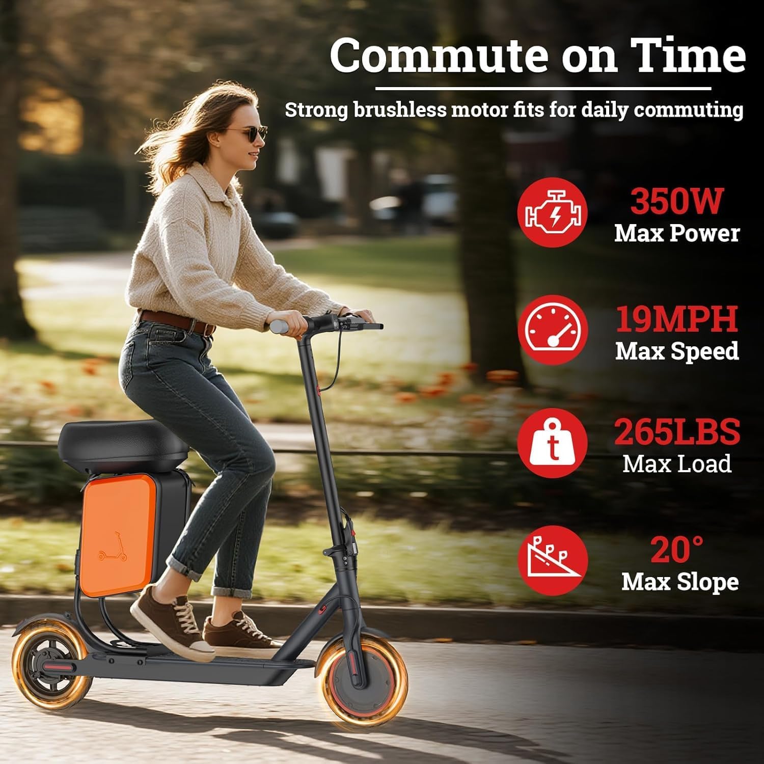 Electric Scooter for Adults, 8.5"/10" Tires, 19/22MPH, 350W/500W Powerful Motor, 15/22 Miles Range,Portable & Folding Commuter Escooter with Dual Braking, APP Control