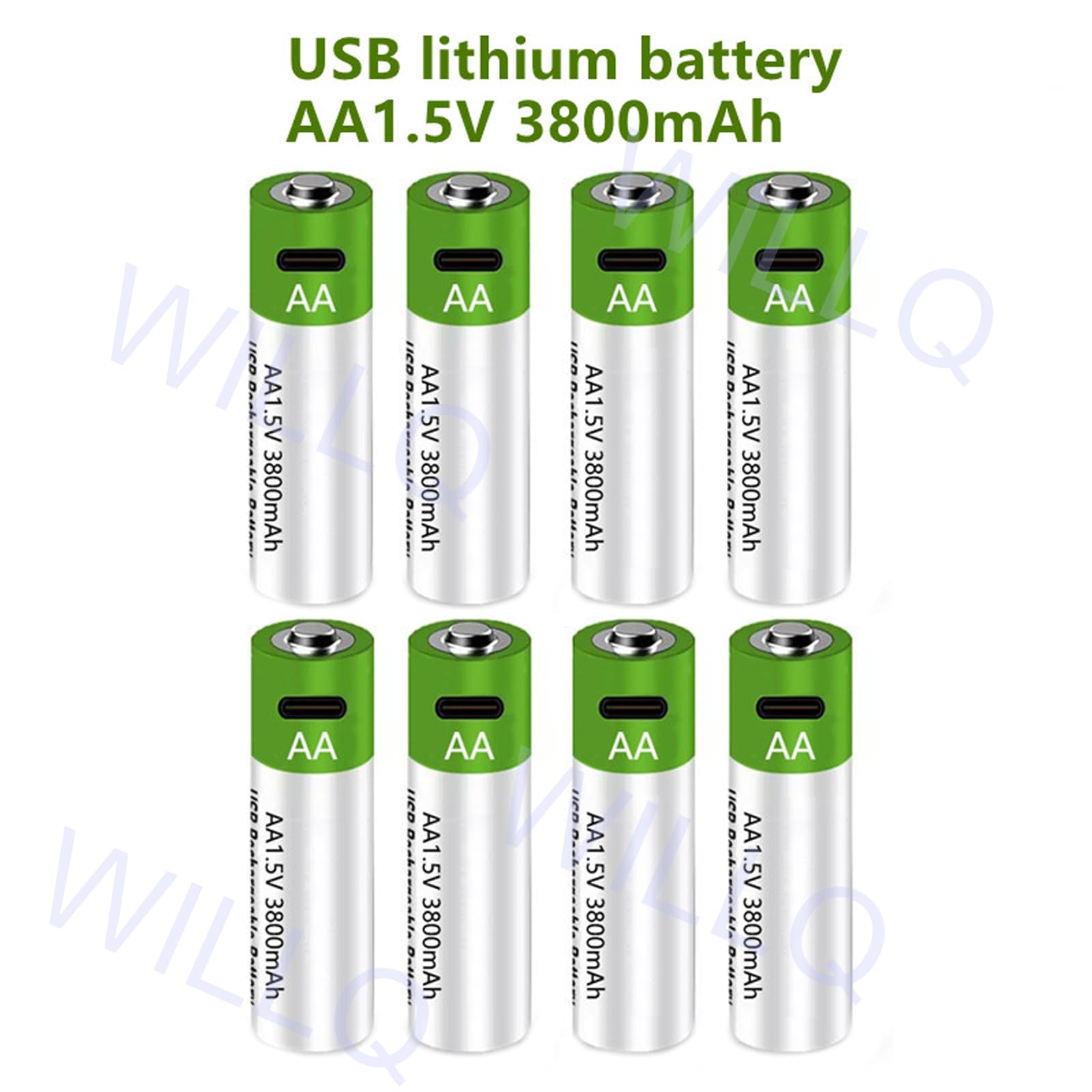 Batterie Litio AA Ricaricabili Tramite USB 1,5V 5700mWh(3800mAh) Batteria agli ioni Litio Doppia A 1,5V con Cavo Ricarica USB Pacco Batteria Ricarica Rapida 1 Ora