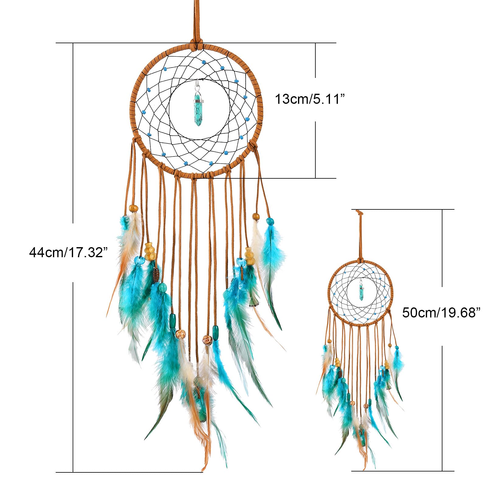 Dreamcatcher Capteur de Rêves Blanc Macramé Plumes naturelles
