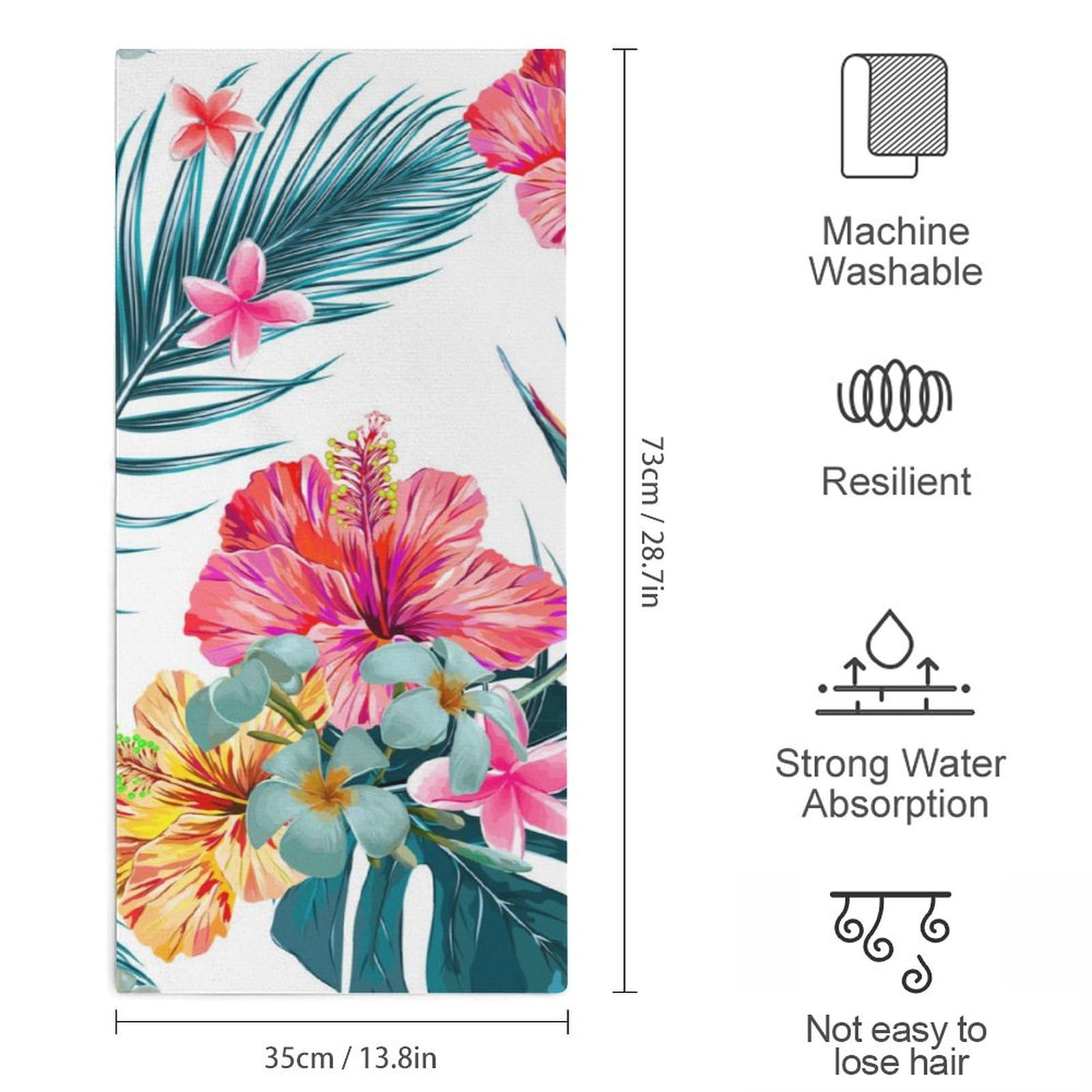velumair Vintage Tropical Flowers Bathroom Hand Towels Hawaiian Style Tropical Plants Absorbent Soft Bath Fingertip Towels for Bathroom Home Kitchen Decorative