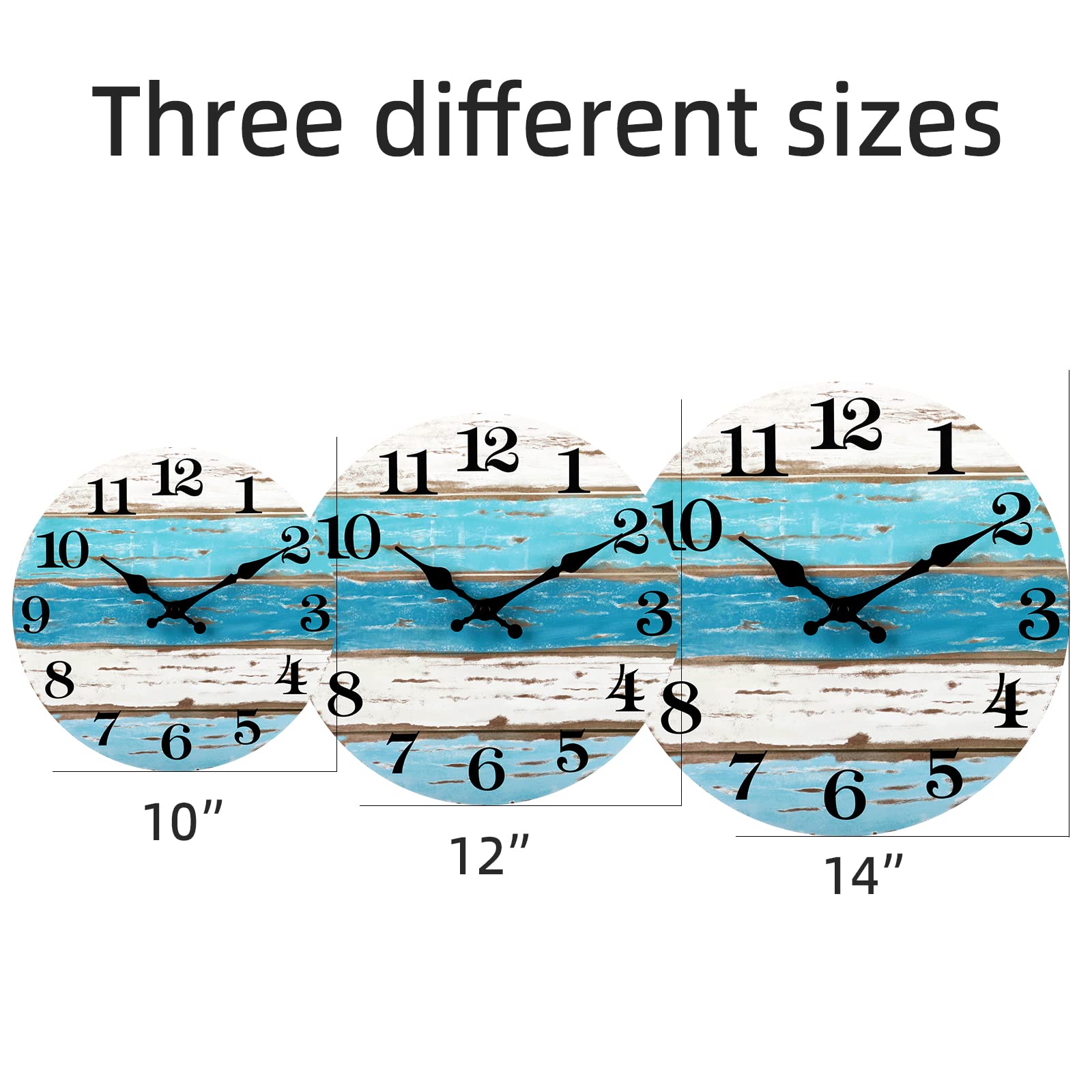 CHYLIN Wall Clock Nautical Decor, Beach Outdoor Clocks for Patio, Wall Clocks Battery Operated, Coastal Ocean Themed Blue Clock Decor for Lake House, Home Clearance, Kitchen, Pool, Bathroom(14 Inch)