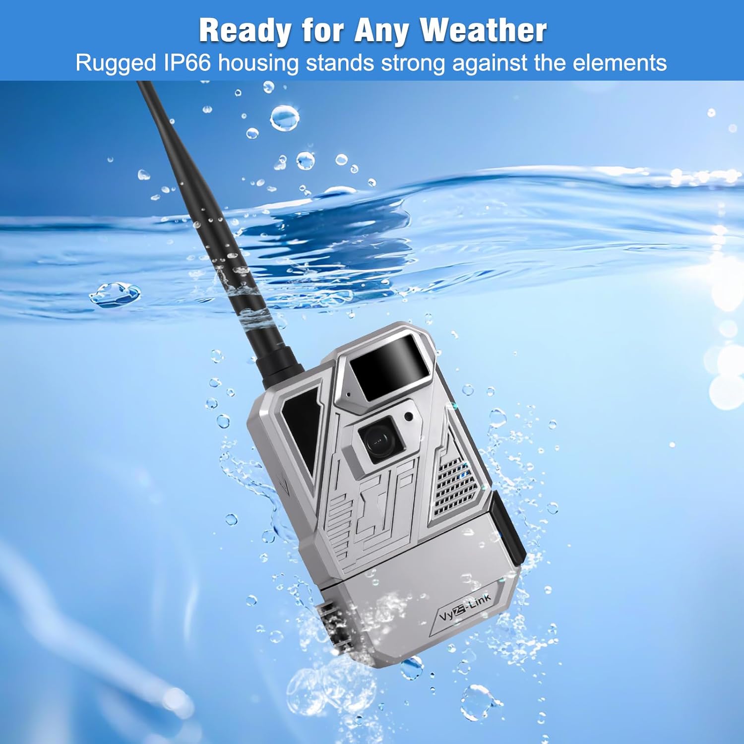 Vyze-Link Cellular Security Camera No WiFi, Game Cam with Pre-Installed SIM Card, Flexible Data Plan, Solar Battery Power, Night Vision, Motion Trigger, IP66 Waterproof, Outdoor Backyard Monitoring