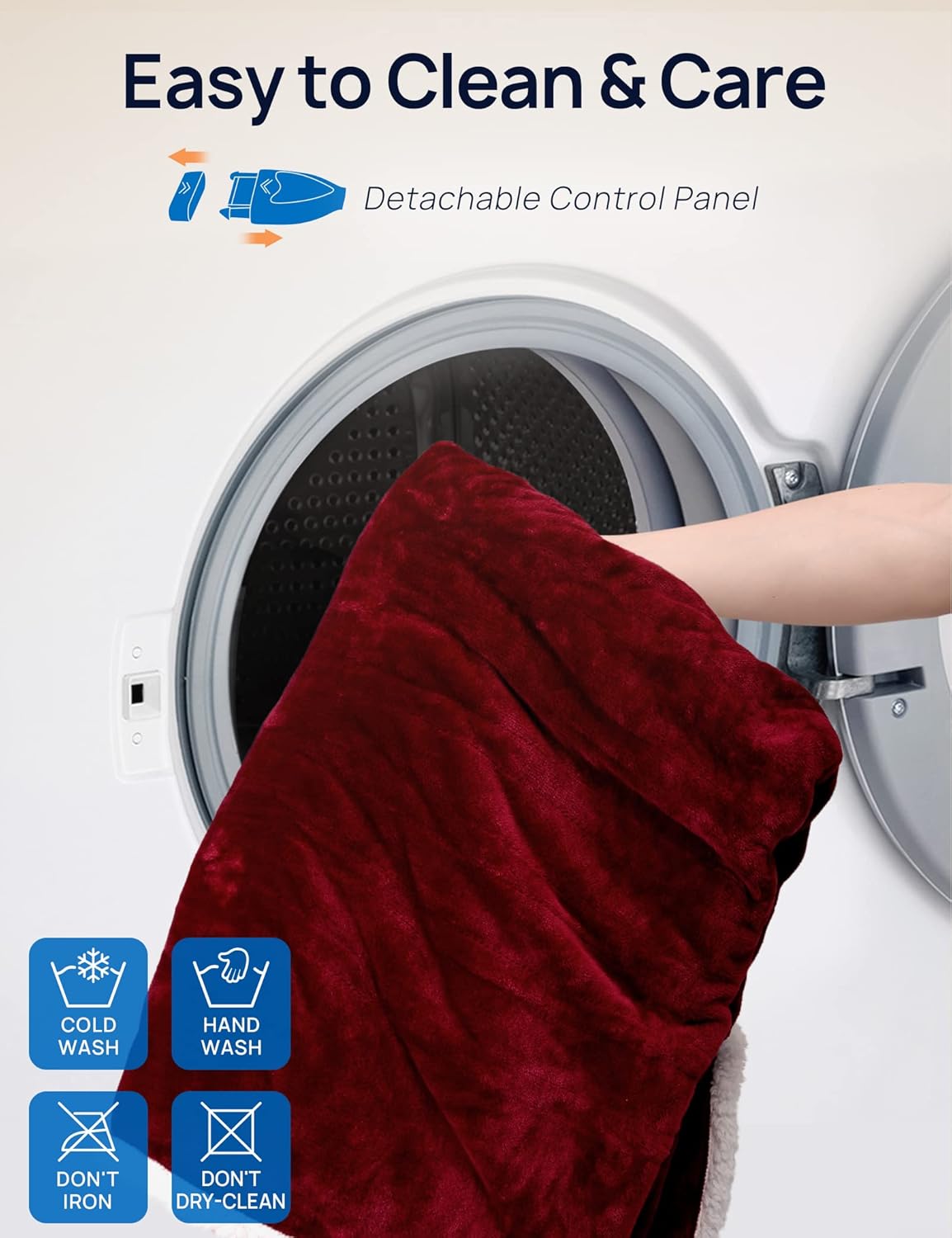 Westinghouse Christmas Electric Snuggle Throw Blankets with Foot Pocket, Wearable Heated Blanket with Sleeves, 6 Heating Levels & 2 to 10 Hours Heating Time Settings, 50 * 70"+18", Red - Image 6