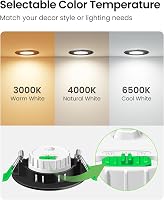 ALUSSO LED Süllyesztett Spotlámpa Szett - 6db Fekete Kerek IP44 Vízálló Lámpa 3 Színhőmérséklettel, Szabályozható, Konyha, Fürdő 4