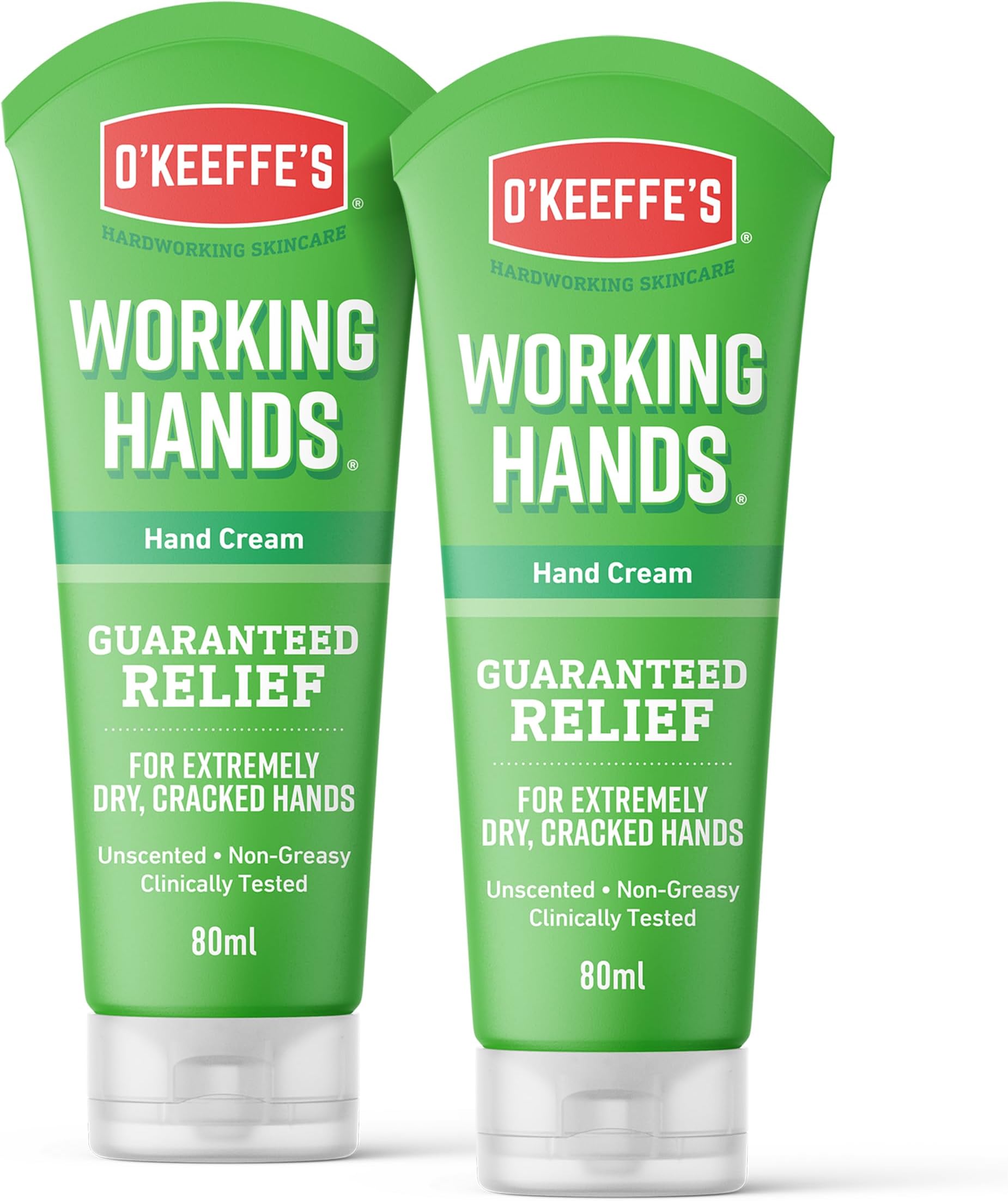 O'Keeffe's Working Hands, 80ml Tubes (2 Pack) - Hand Cream for Extremely Dry, Cracked Hands | Instantly Boosts Moisture Levels, Creates a Protective Layer & Prevents Moisture Loss