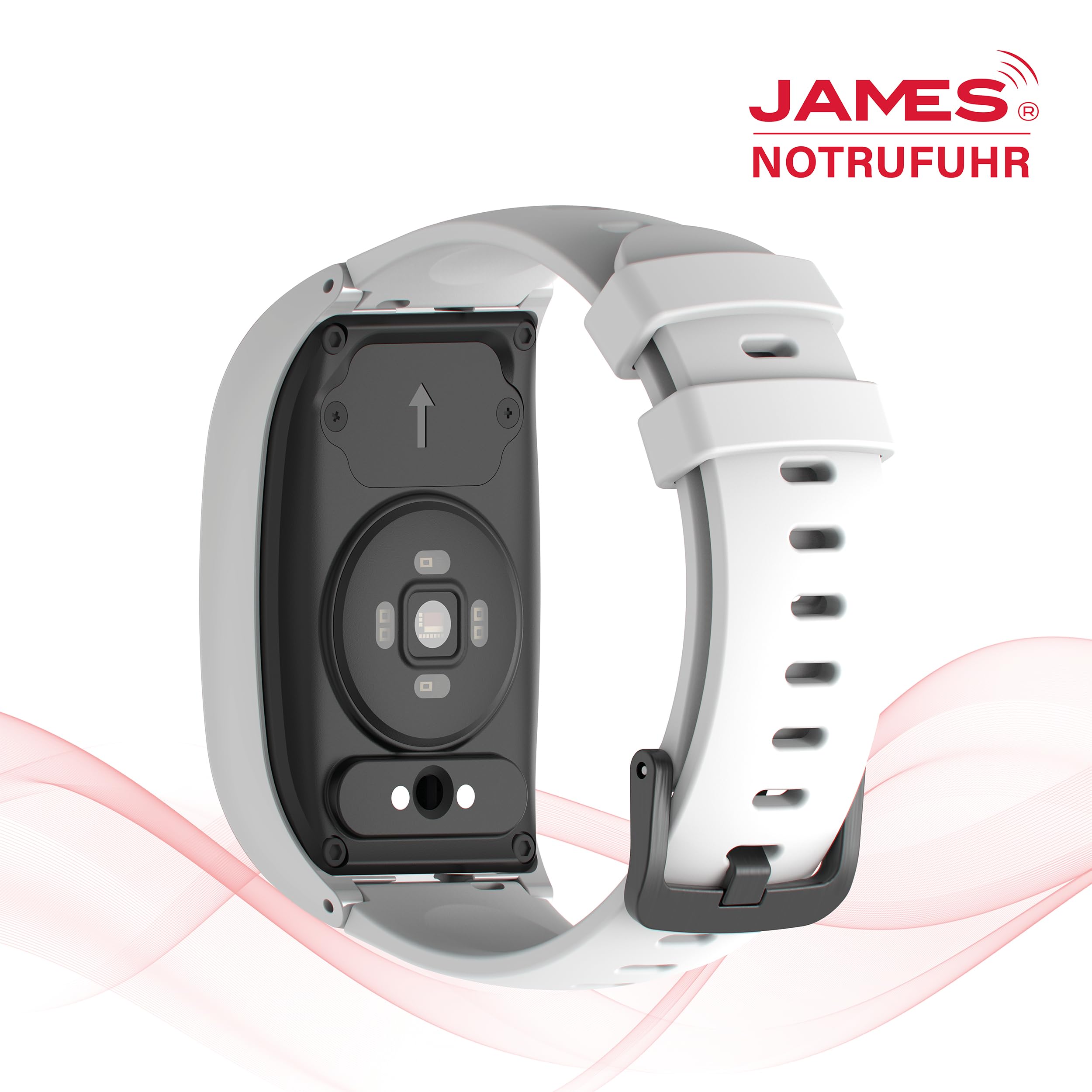 James B8 Notruf- & Sicherheitsuhr für Senioren (Weiss) mit GPS, Sturzerkennung, SOS-Knopf, Pulsmessung & Gesundheitsfunktionen, Familien-App, lauter Alarm, inkl. SIM-Karte & 2 Gratis-Monate Tarif