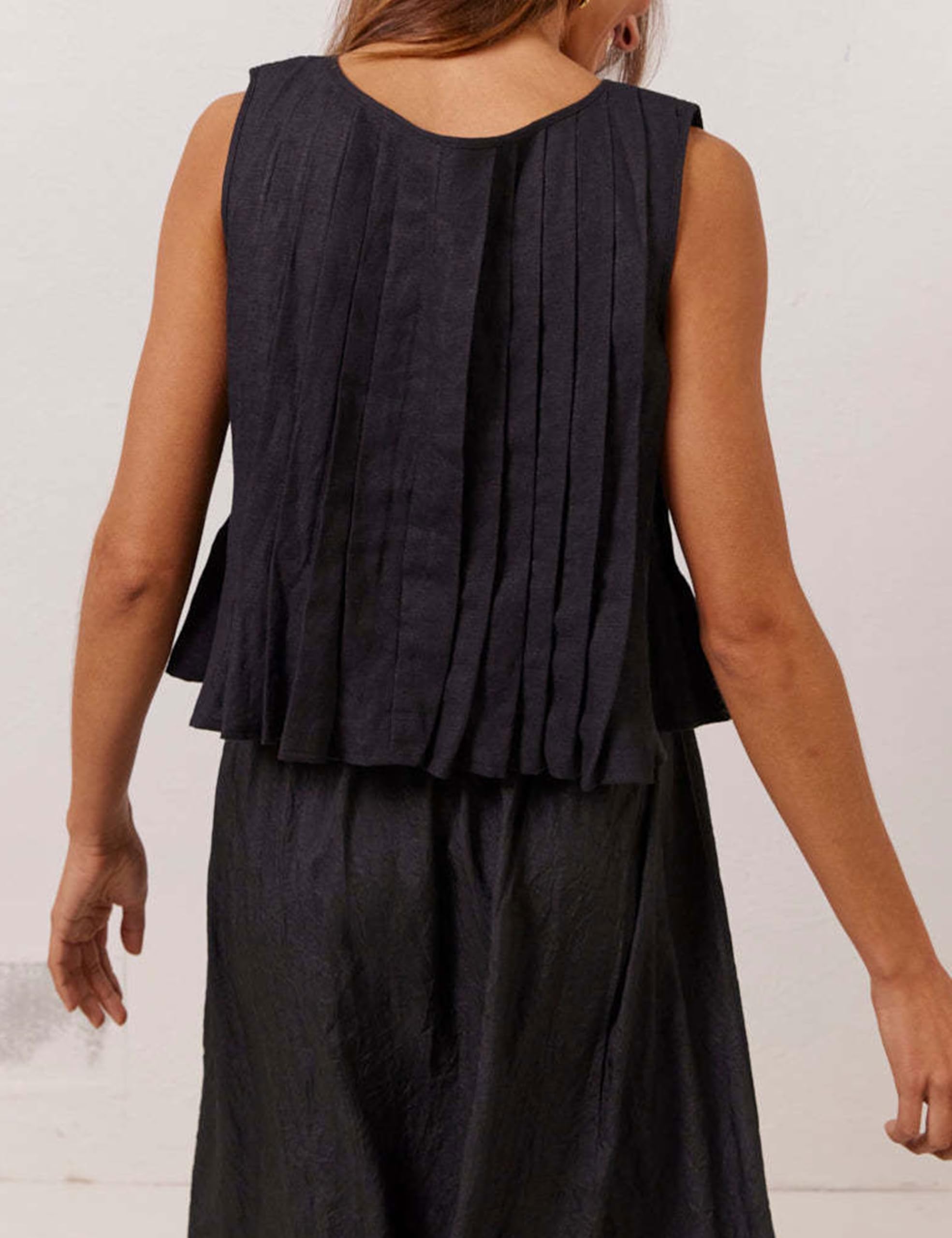 Zontroldy Camisetas de lino para mujer, sin mangas, con volantes, estilo babydoll Y2K, ropa estética