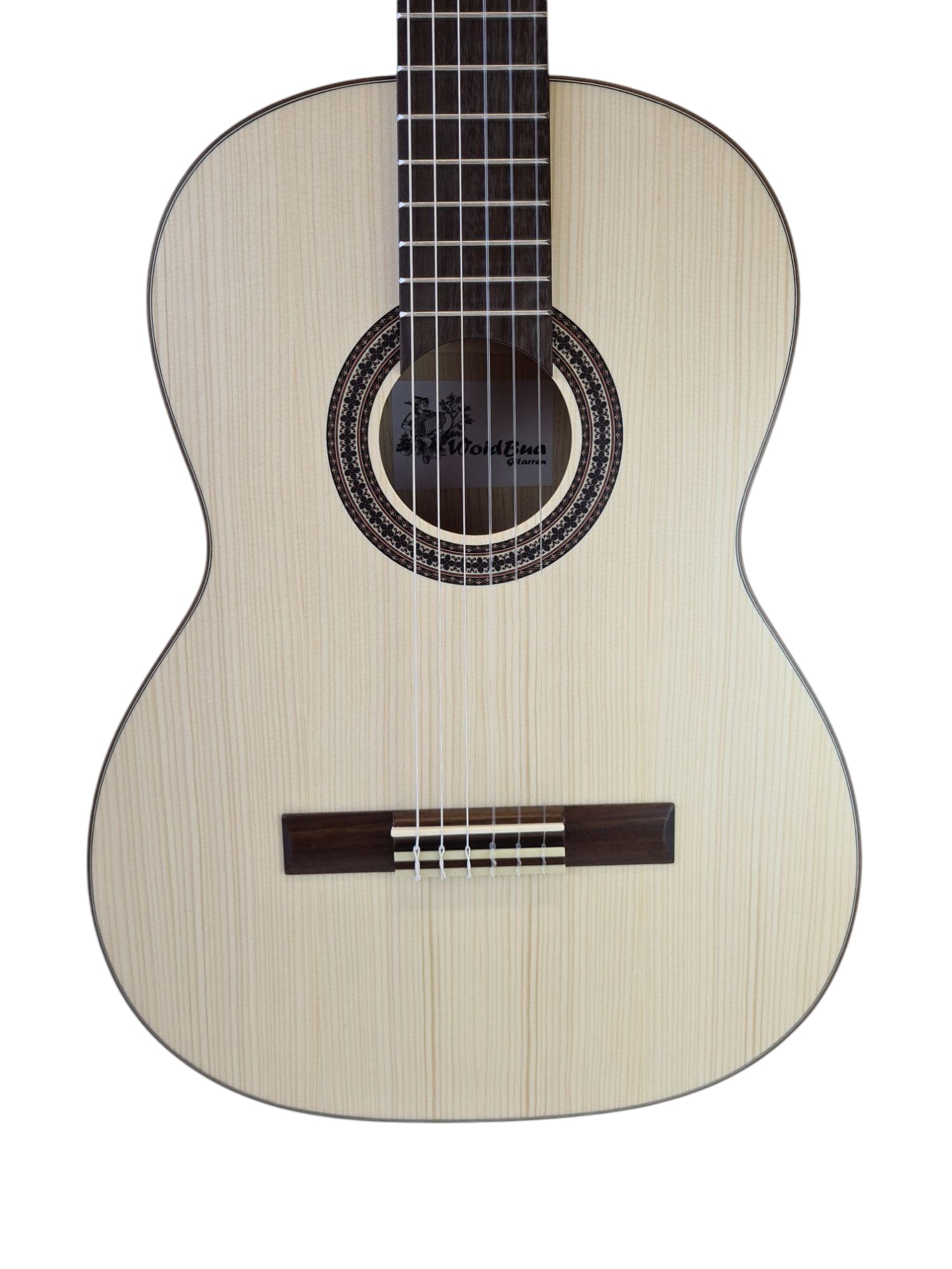 WoidBua SS300 - Chitarra da concerto 4/4, in abete massello di noce Fishman pre-amplificatore, con custodia e cinghia, per chitarra professionale calda, suono folk, 650 mm, lunghezza 52 mm