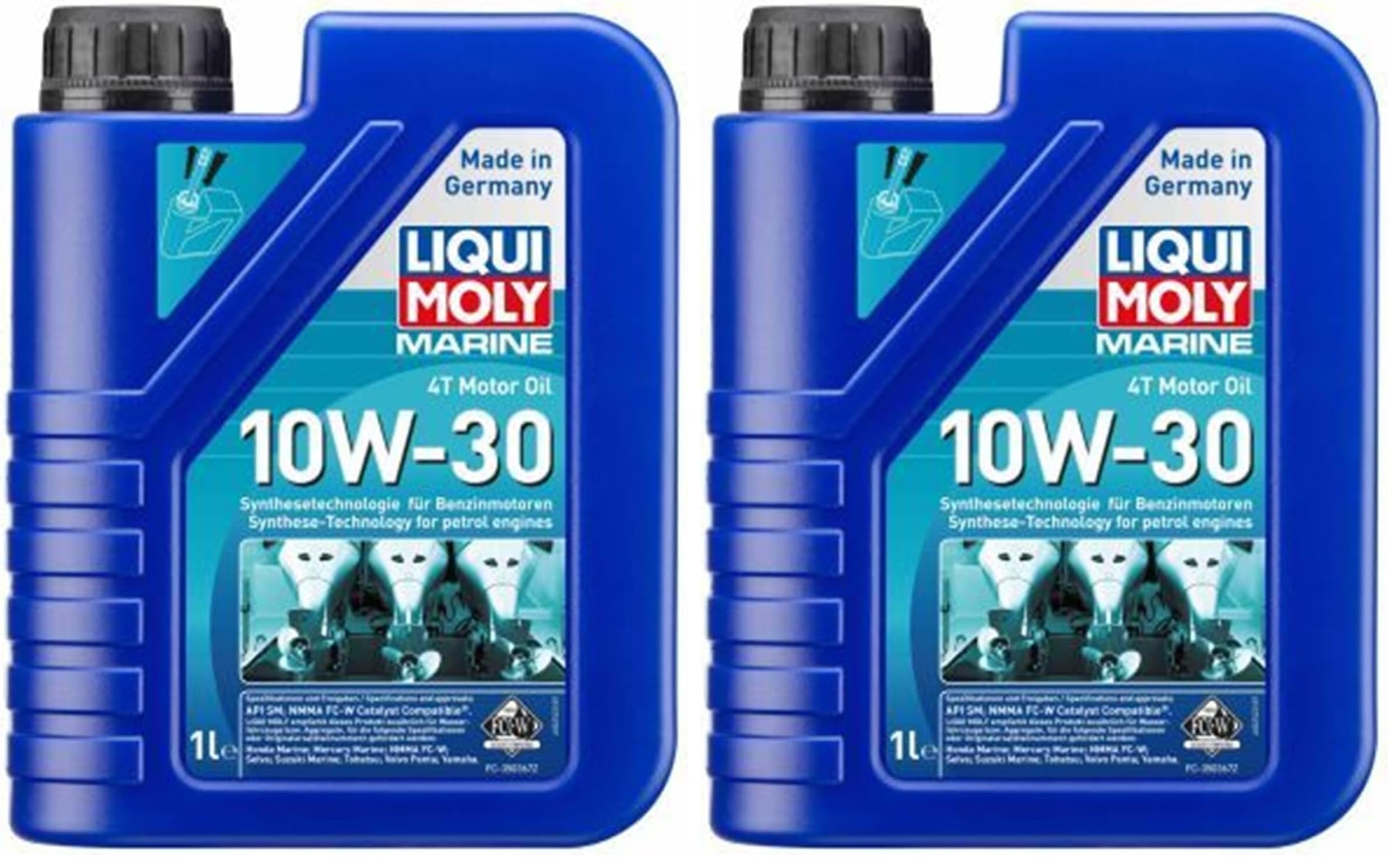 LIQUI MOLY Marine 4T Motor Oil 10W-30 | 1 L | Boot Motoröl | Art.-Nr.: 25022, farblos (Packung mit 2)