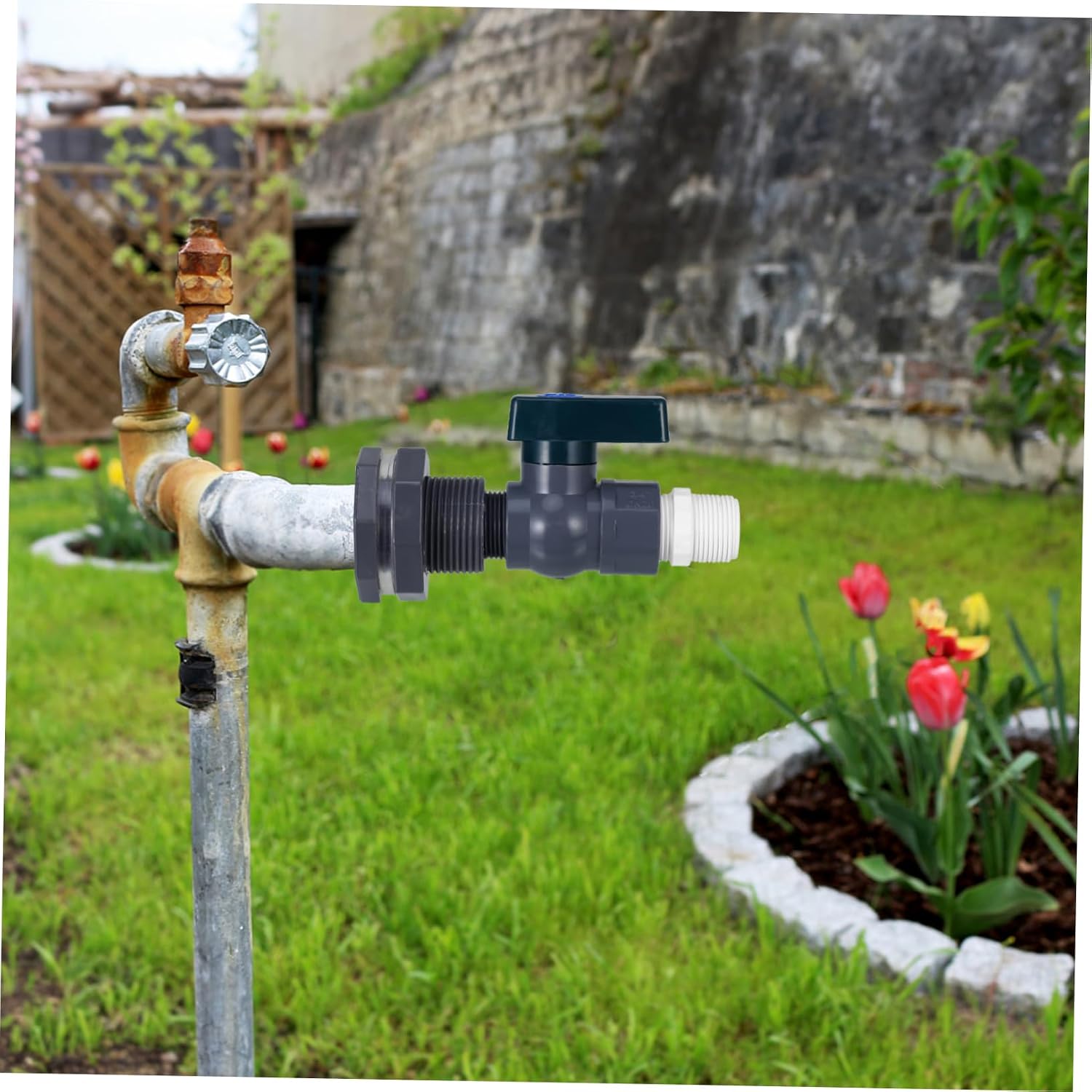 Abaodam 2Set Durable Valve with Leakproof Seal for Garden Barrels Pools Aquariums Simplified Installation Compatible with Various Tanks Includes Hose Adapter Tape