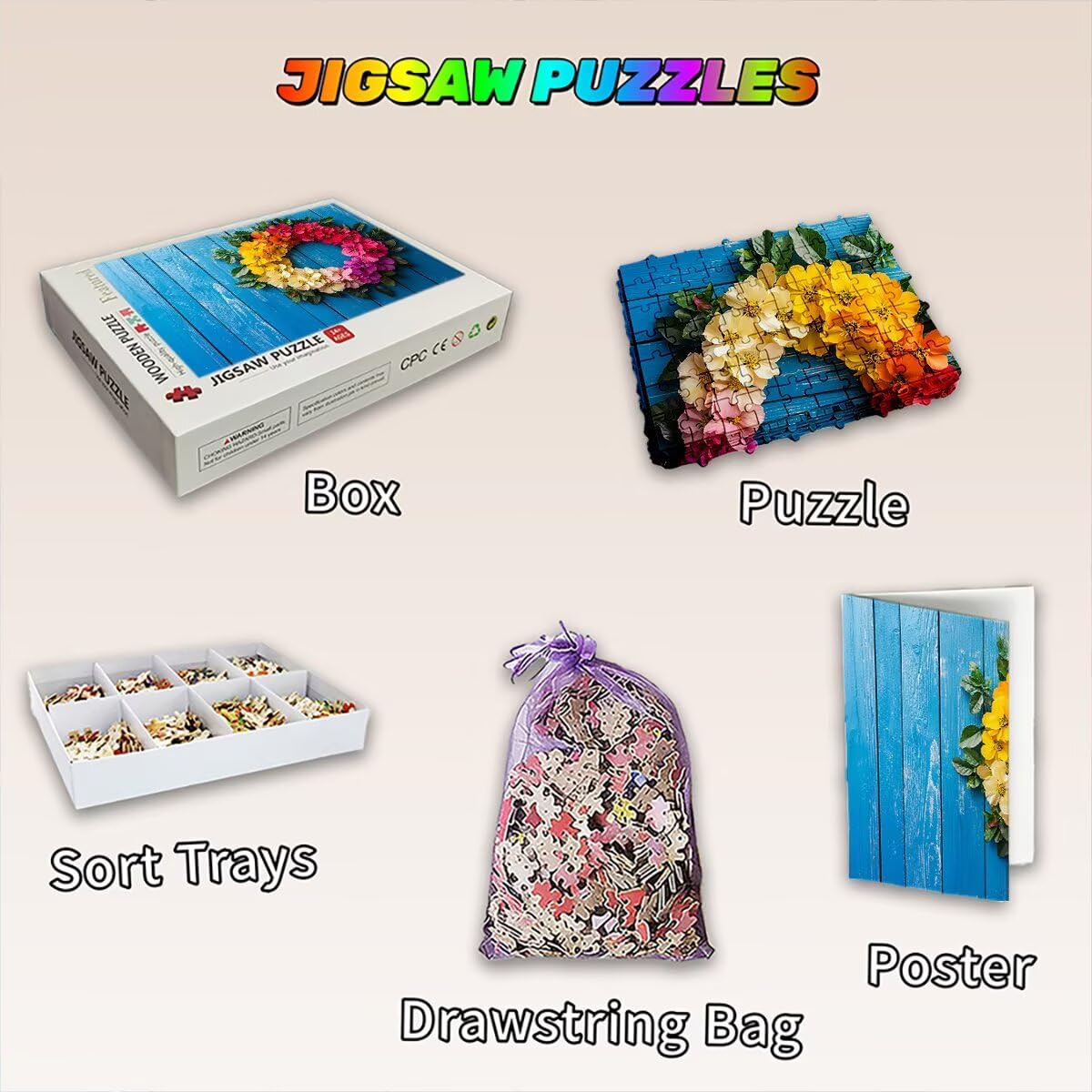 Puzzle 1500 elementów fabrycznych, puzzle kwiatowe dla dorosłych, klasyczne puzzle gry edukacyjne do aktywności rodzinnej, najwyższej jakości drewniane puzzle z pudełkiem na prezent dla mężczyzn