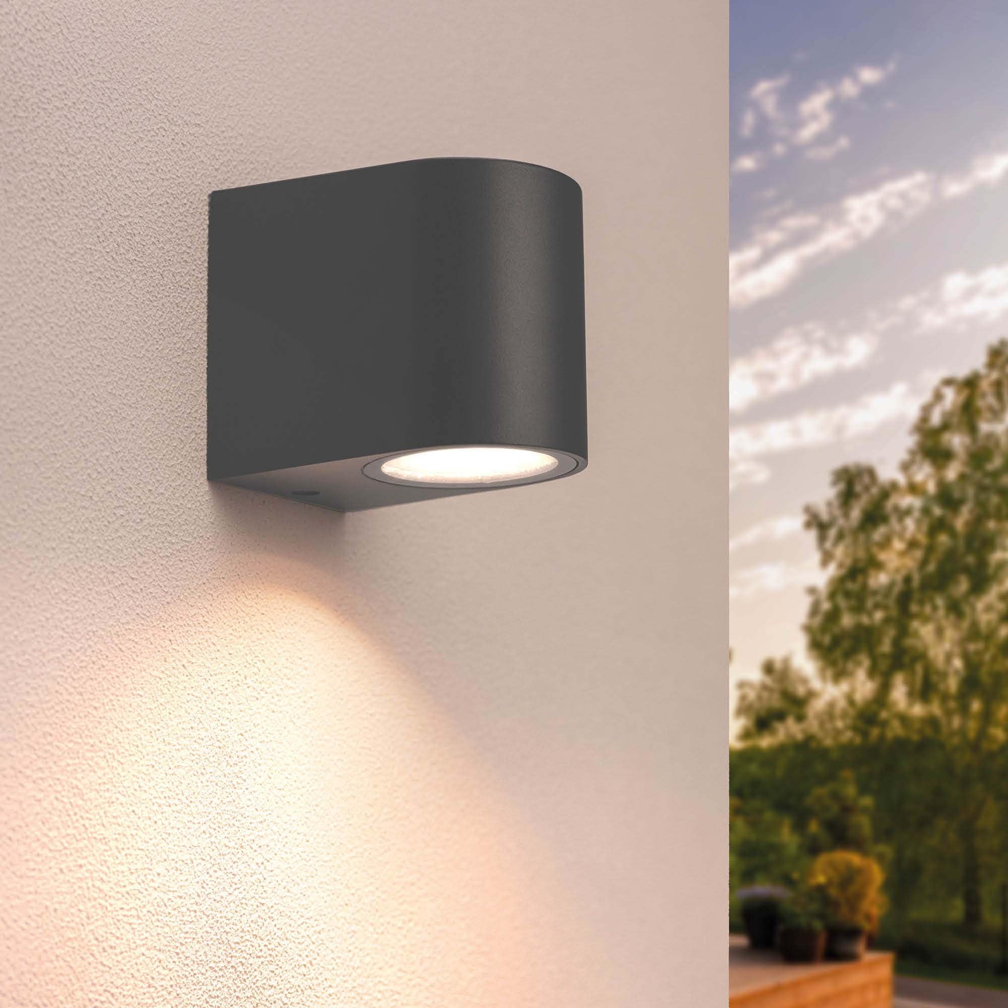 Ledvion No Light Source - Led Wall Light Anthracite & Round, Gu10 Spot, Ip54, Outdoor Lamp, Outdoor Lighting, Garden Lighting, Facade Lighting