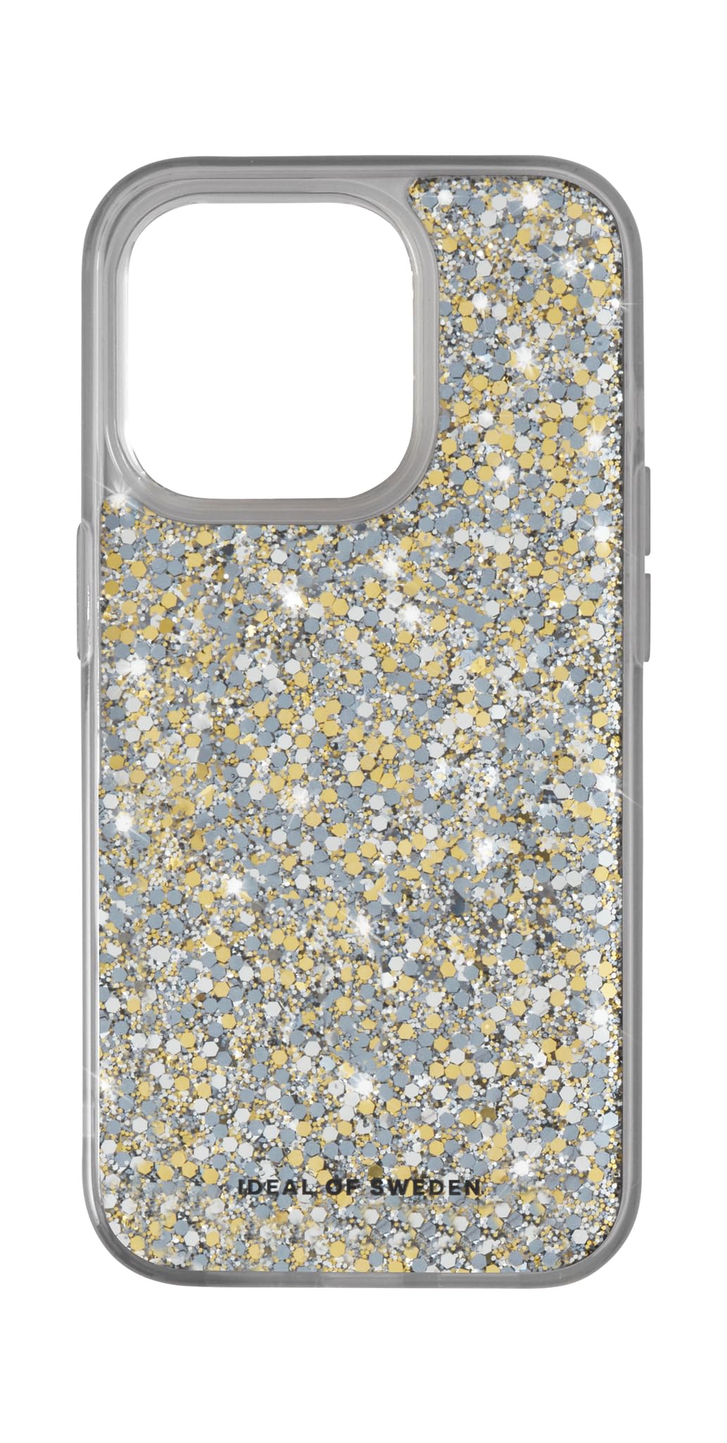 iDeal Of SwedenClear phone case with raised edges and non-yellowing materials, drop tested protective cover with a transparent finish compatible with iPhone 14 Pro (Glam)