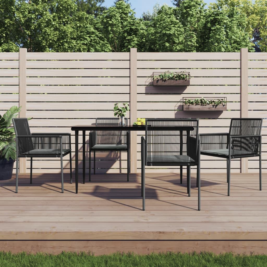 Chaise de jardin en rotin noir Lot de 4 fauteuils de terrasse en acier design épuré