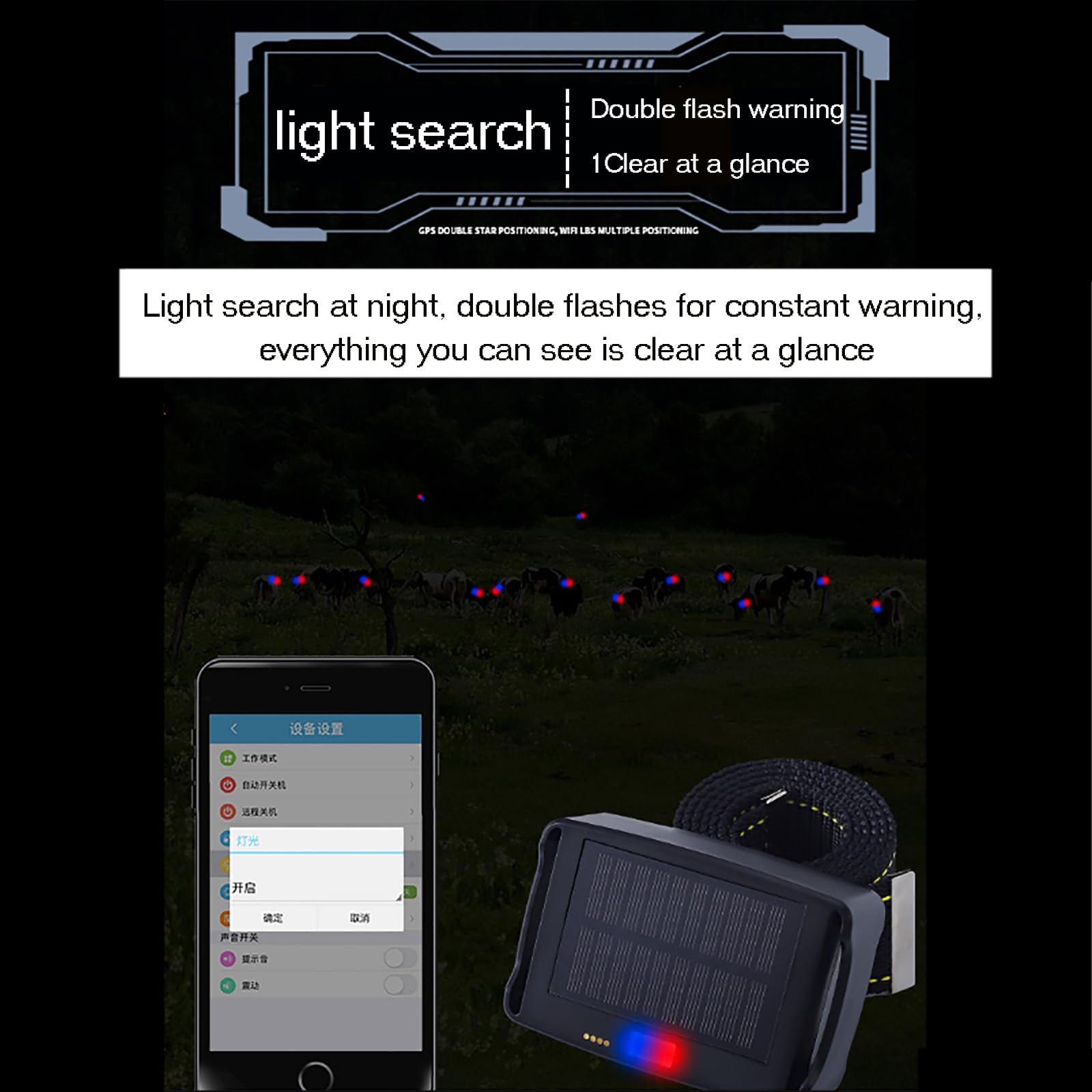 Rastreador GPS Para Animales, Localizador Solar Animales, Distancia: 2-10 M/posicionamiento Tiempo Real/impermeable/2 Métodos Carga/2 Métodos Alarma/energía Solar, Utilizado Para Rastrear Ganado