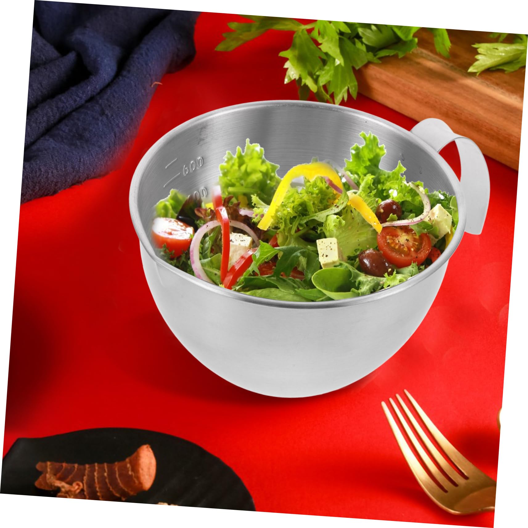 ABOOFAN 3 Piezas Cuenco de acero inoxidable recipientes para preparar comidas tazón para mezclar con asa tazón para mezclar ensalada recipiente para mezclar para hornear ensaladera