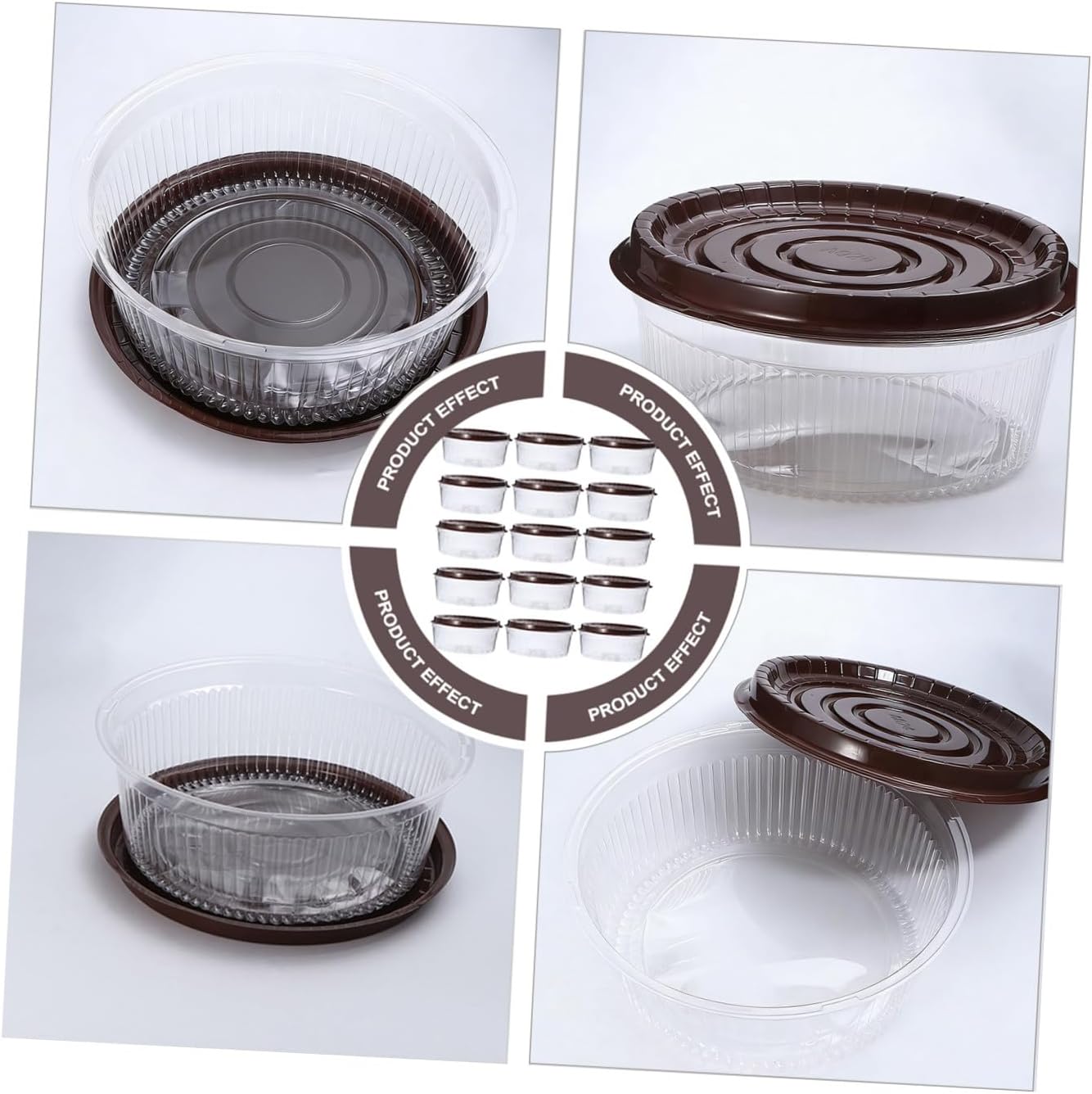 25pcs 8-inch round Plastic Cake Boxes Cupcake Containers Portable Cake Storage Boxes for Party Baking and Food Packaging