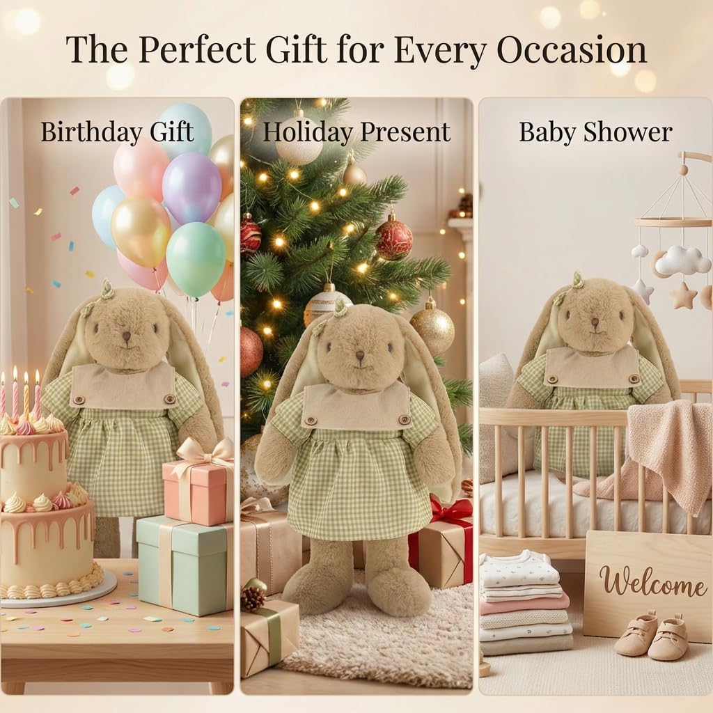 Bunny Stuffed Animals, Soft & Cute Rabbit Plush Toys, Rabbit Stuffed Animal, Easter Bunny Plush Toys (Brown 20inch)