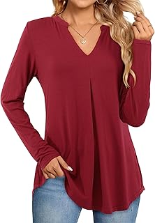Sponsored You’re seeing this ad based on the product’s relevance to your search query.Learn more about this advertisement Beluring Women's Tops Short-Sleeve / Long-Sleeve Elegant T-Shirt V-Neck Pleated Top Plain Long Shirt