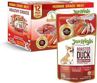 Jerhigh Wet Dog Food for All Life Stages, Human Grade High Protein Chicken, Gravy Roasted Duck (Pack of 12) Price In India