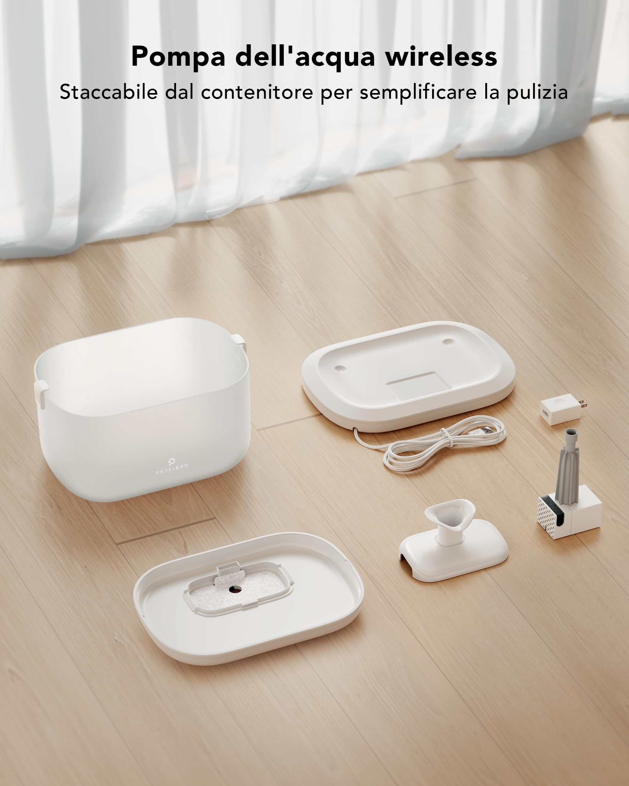 PETLIBRO Fontanella per Gatti con Pompa dell'Acqua Senza Fili, Dockstream 2,5L Fontana per Gatti, Facile da Pulire, Due Modalità di Flusso d'Acqua, Fontanella Gatto Ultra Silenziosa 23dB, Senza BPA