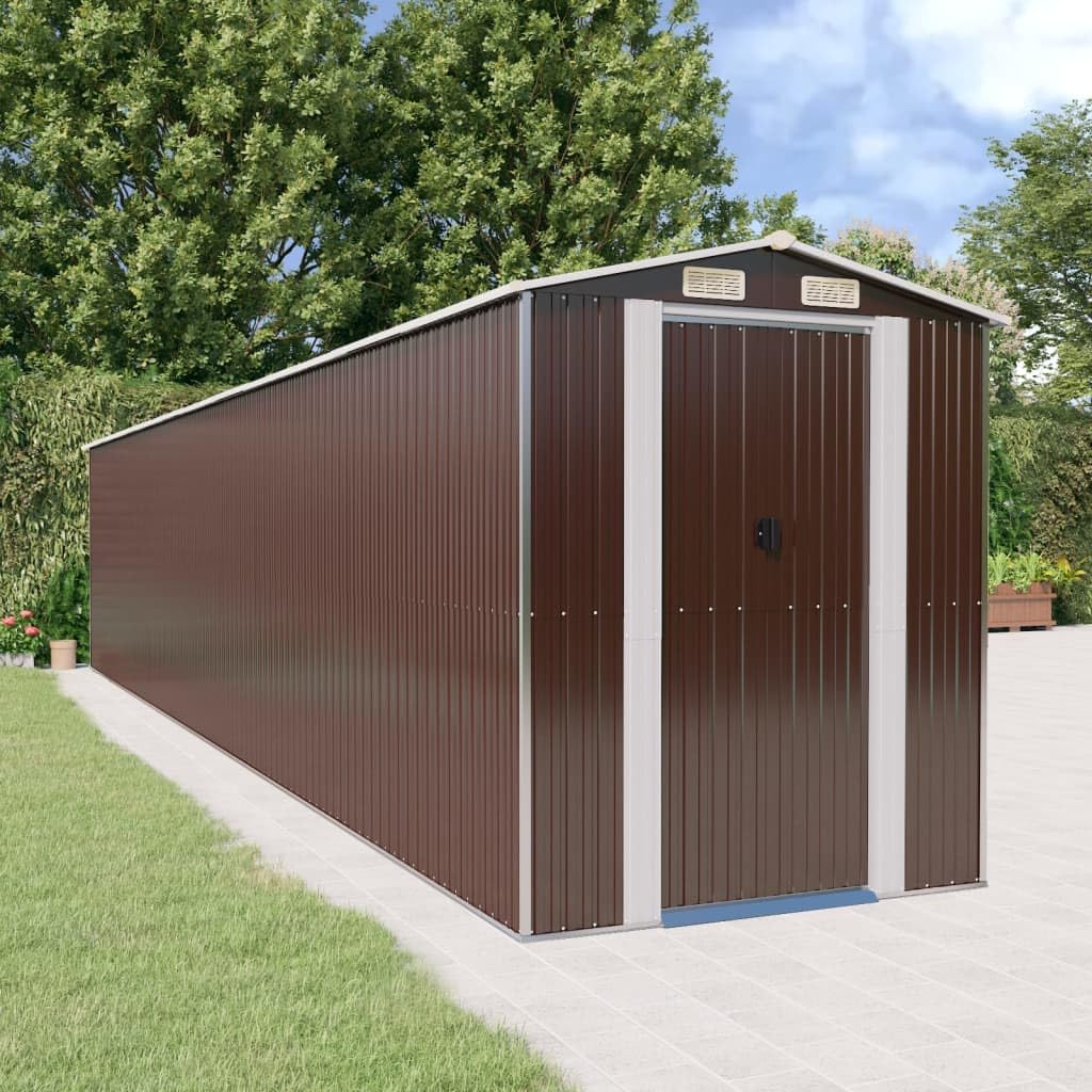Générique Abri de Jardin Marron foncé 192x1021x223 cm Acier galvanisé,Maison & Jardin,Pelouses & Jardins,Vie en extérieur,Structures extérieures,Cabanes & abris de Jardin,3147470