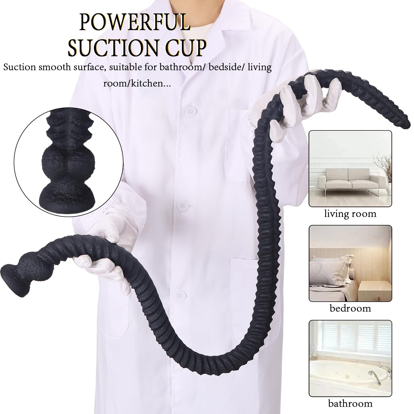 AMAZBEE AnalPlugs extra lunghi con ventose Butt Plugs in silicone per la dilatazione anale e vaginale Dildo anali filettati per la stimolazione della prostata e del punto G (L,1)