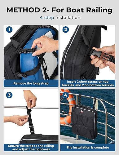 Miniatura 5 de KEMIMOTO Bolsa de almacenamiento para barco, mochila para asiento de barco, organizador de almacenamiento de barco con bolsillos de malla, bolsa de