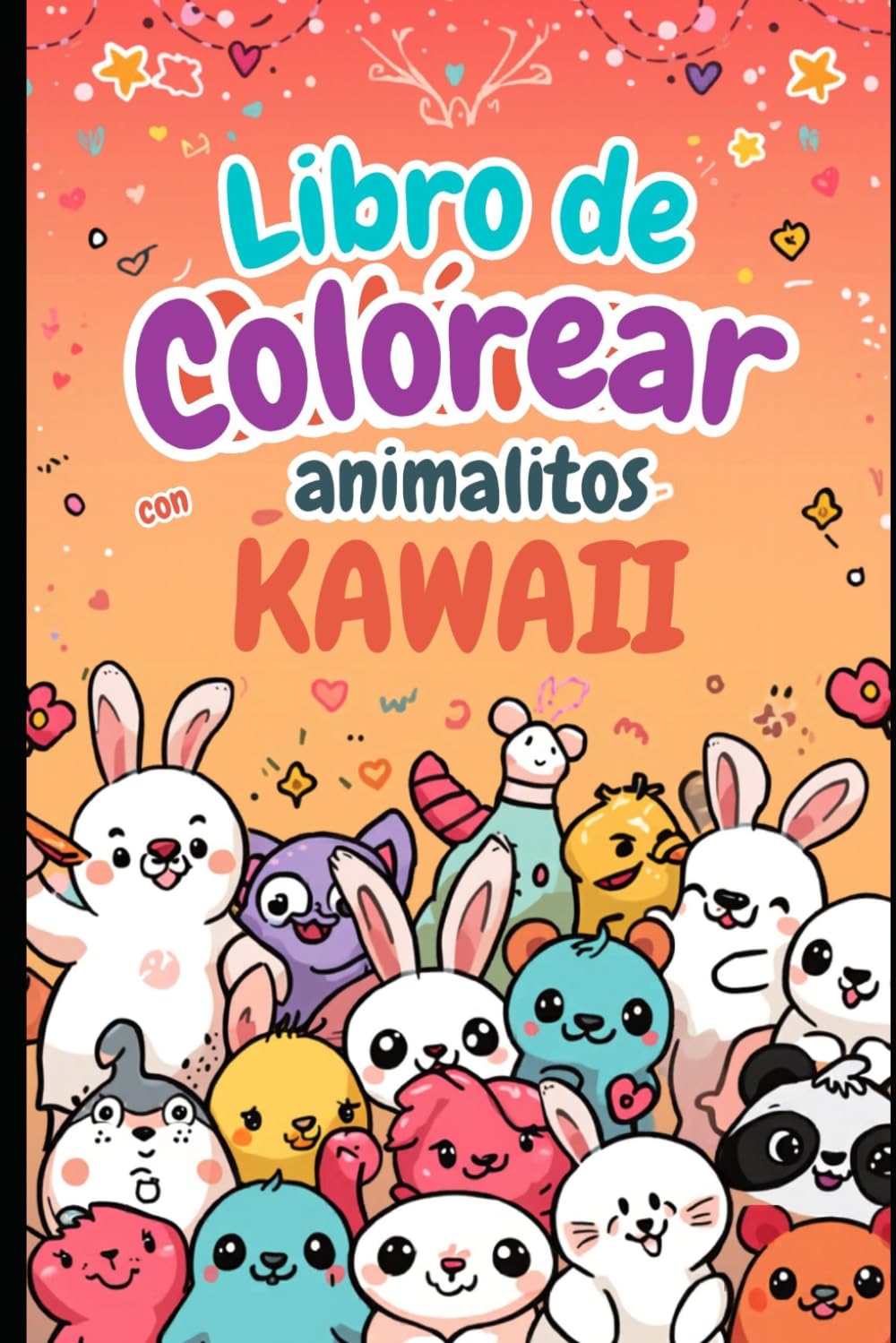 Libro de colorear animalitos kawaii: 21 dibujos para colorear