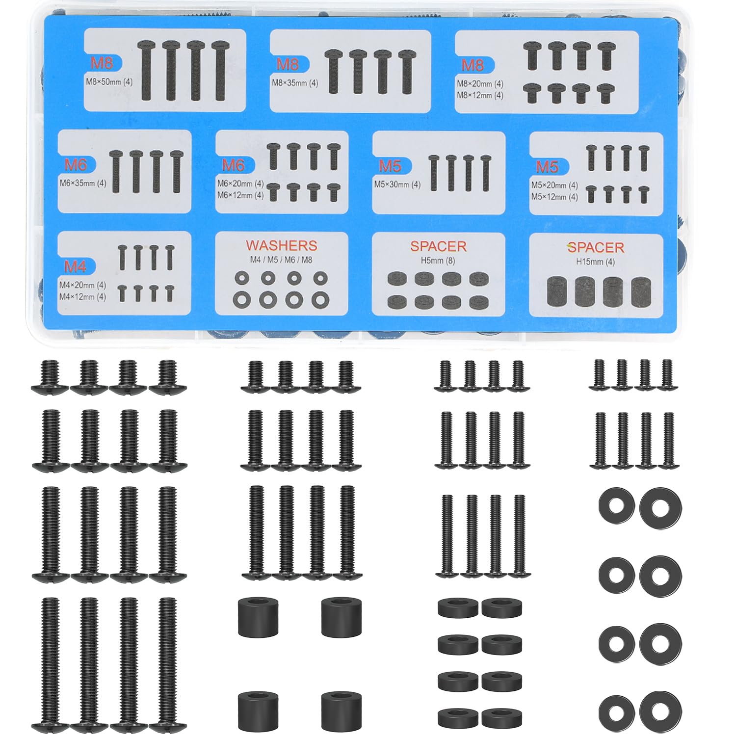 ELIVED Universal TV Mounting Hardware Kit Set with Box, Includes M4 M5 M6 M8 Screws, Washers, Spacers, Replacement Screws for TV VESA Mounting, Fit Most Flat/Curved TV/Monitor up to 80 Inch