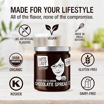 Chocolate Date Spread, Organic and No Added Sugar Date Lady