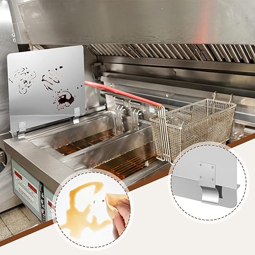 Miniatura 5 de Paquete de 2 protectores de salpicaduras de acero inoxidable para freidora comercial, protector de salpicaduras para estufa lateral para evitar