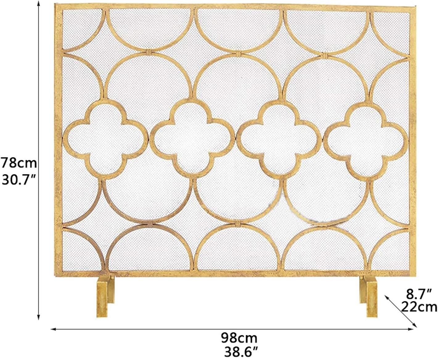 Fireplace Screen Guard, Fireplace Screen Beautiful Design Iron Mesh Fireplace Screen Hollow Decorative Fireplace ScreenGuard ，W 38.6"×H 30.7"×D 8.7" Gu