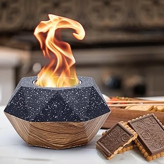 neexan Table Top Firepit, Hexagon Concrete Table Top Fire Pit Bowl, Outdoor Indoor Tabletop Fire Pit for Patio Decor, Mini Tabletop Fire Pit (5.1x 5.1 x3.9 Inch)