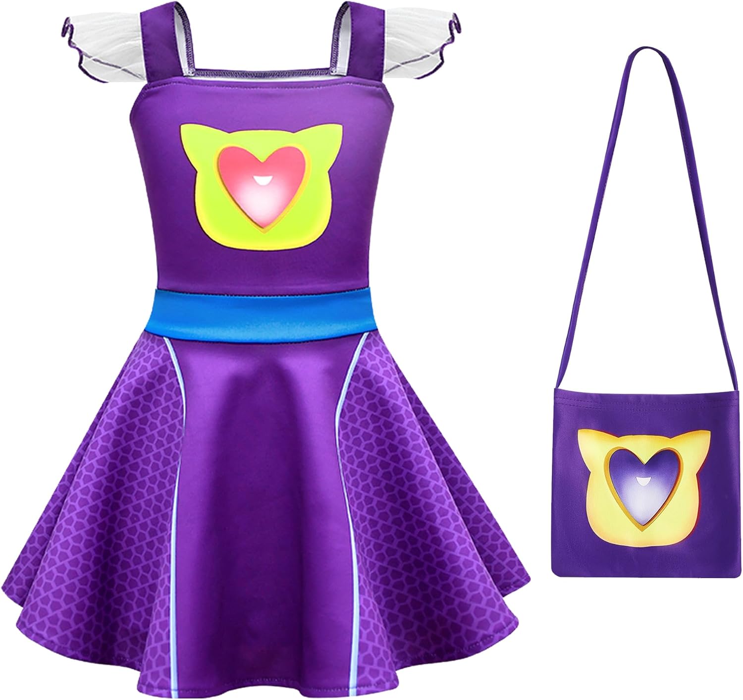 スーパーヒーロー ファン用ドレス 肩にレース付き マッチアクセサリー ハロウィーン 誕生日パーティー 衣装にフィット