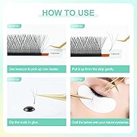 Vista 6 de NAGARAKU Extensión de pestañas en forma de W 3D con volumen en racimo, abanico prefabricado, pestañas postizas de visón sintético mate negro