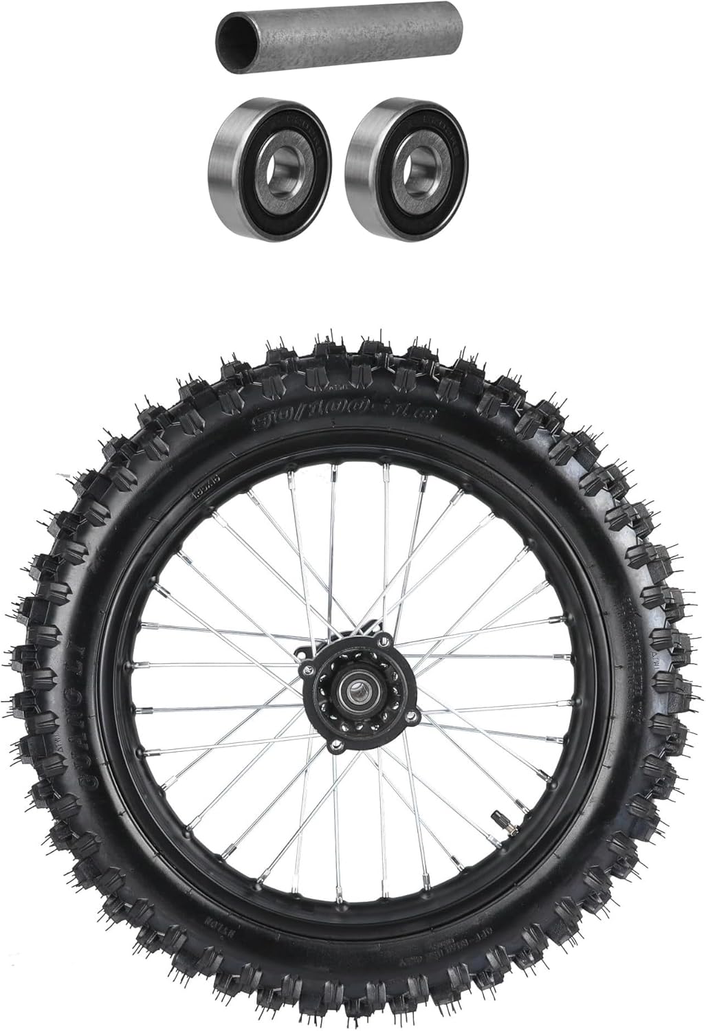 19" Front Wheel Assembly – 70/100-19 Knobby Tire & Inner Tube with 1.6x19 Steel Rim, 15mm & 12mm Bearings for Pit Dirt Bike, Motorcycle, Motocross SSR Taotao DBX1 Apollo Z20 Max (Front)