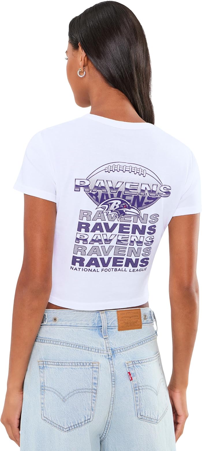 Женская футболка Junk Food Clothing NFL Baltimore Ravens Repeat Baby Tee, цвет: Белый — фото 3