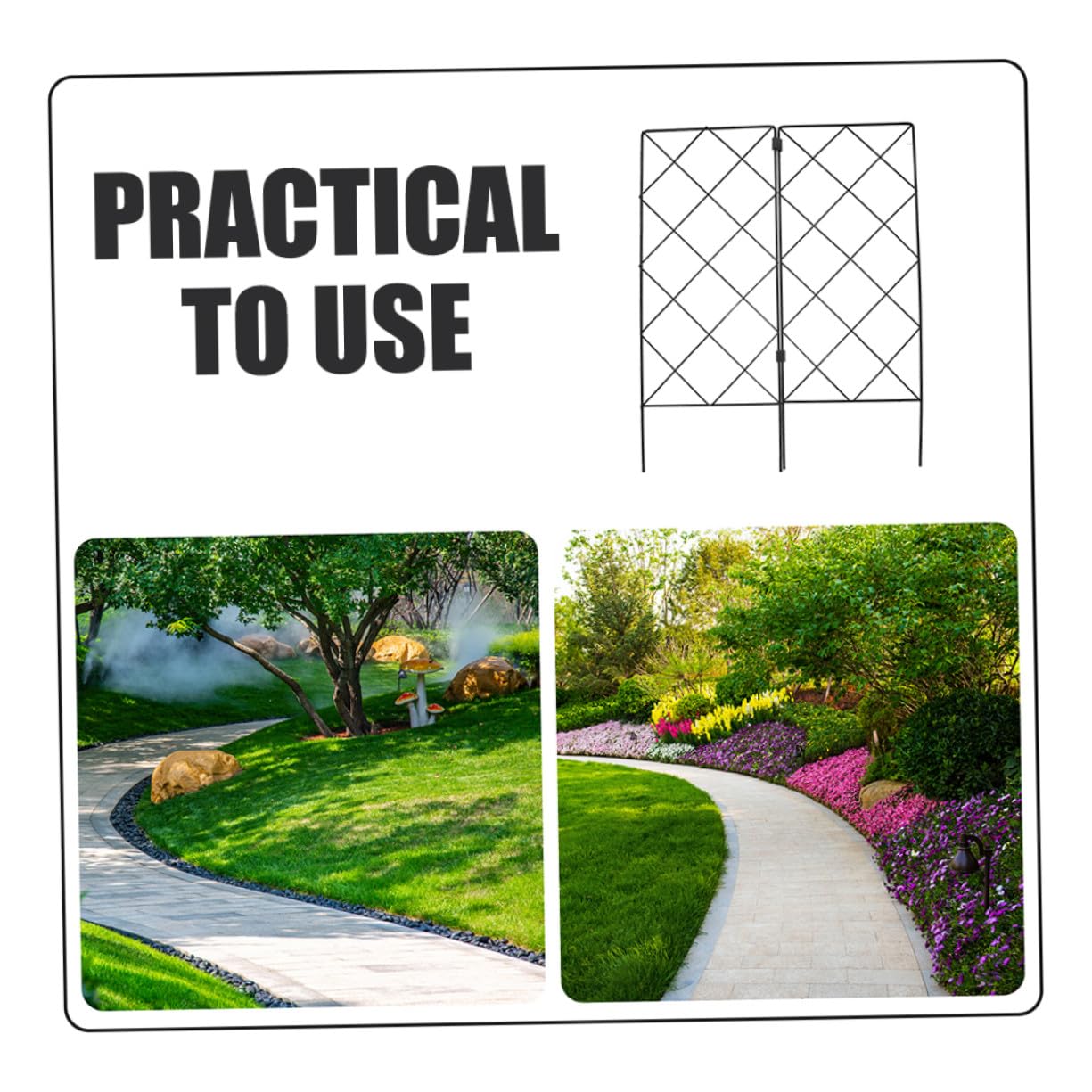 SHINEOFI 2 pièces Support Plantes Grimpantes Pliable et Treillis Jardin Cadre Robuste pour Fleurs et Vignes Extérieures Tuteur pour Croissance Saine et Protection Vents