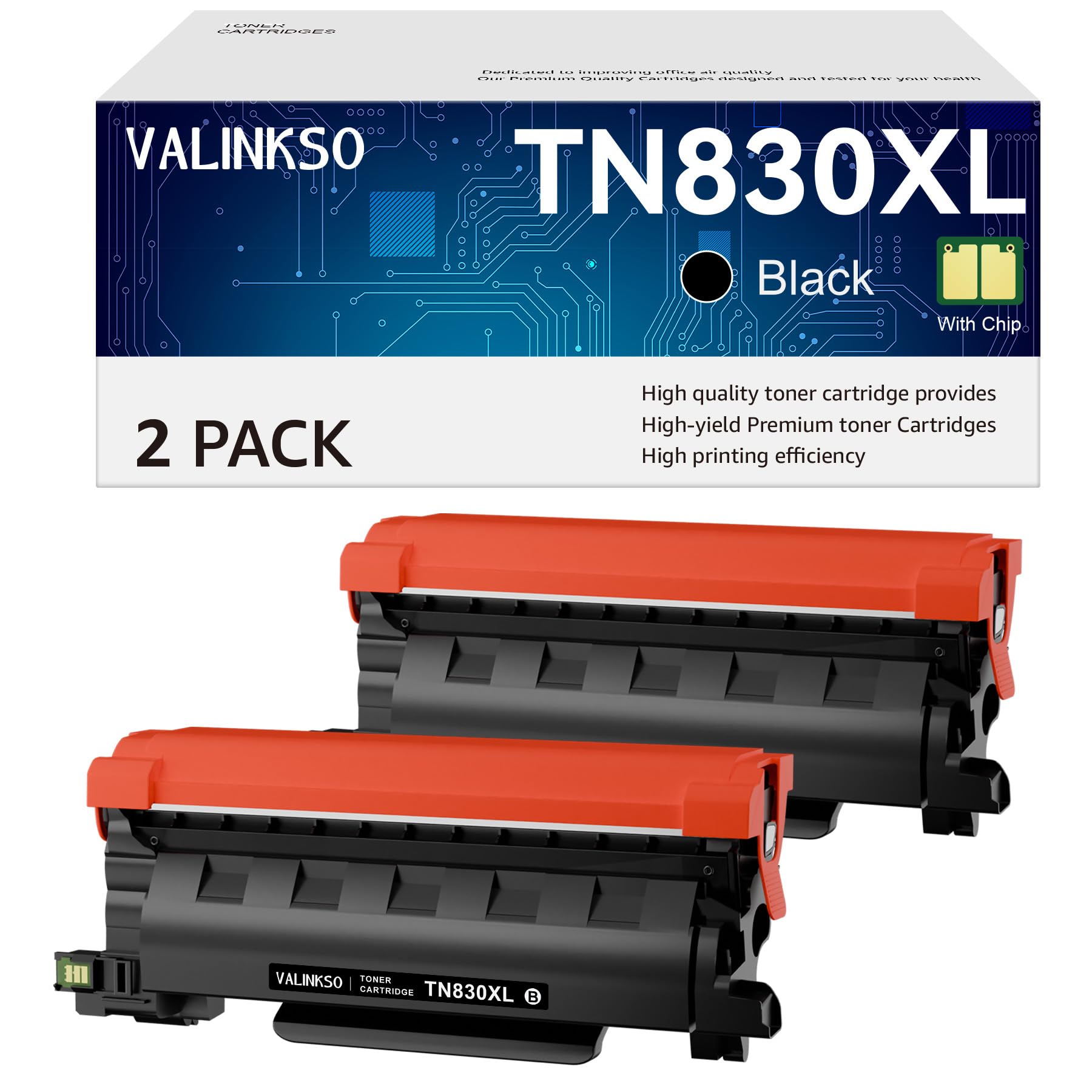 TN830XL TN830 TN-830XL TN830XL/V/R Toner for Brother Printer | Compatible for HL-L2460DW DCP-L2640DW MFC-L2820DW HL-L2405W MFC-L2807DW MFC-L2900DW Printers (2 Black)