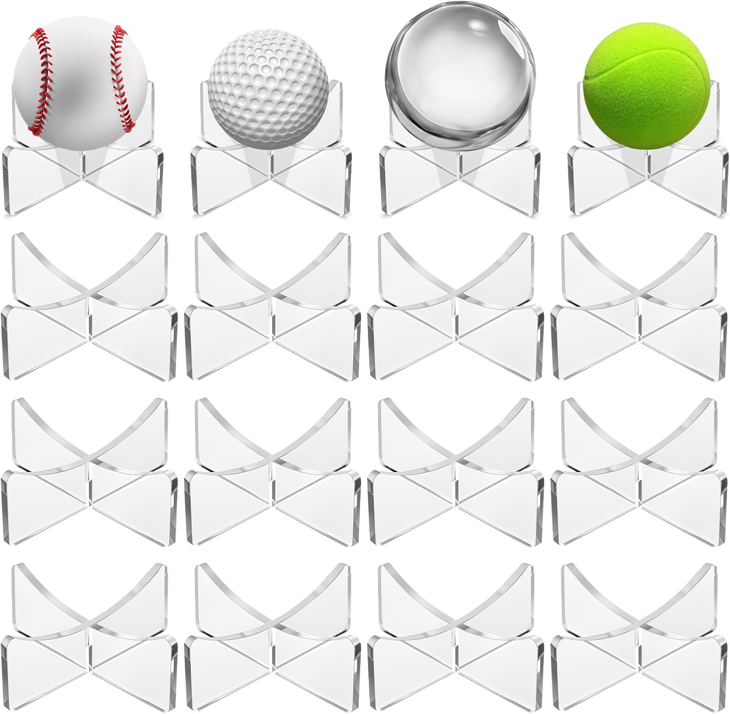 Mudder Clear Acrylic Ball Display Stands - Pack of 12, 3.54x1.3 Inch Holders for Basketball, Football, Soccer, Volleyball & Rugby